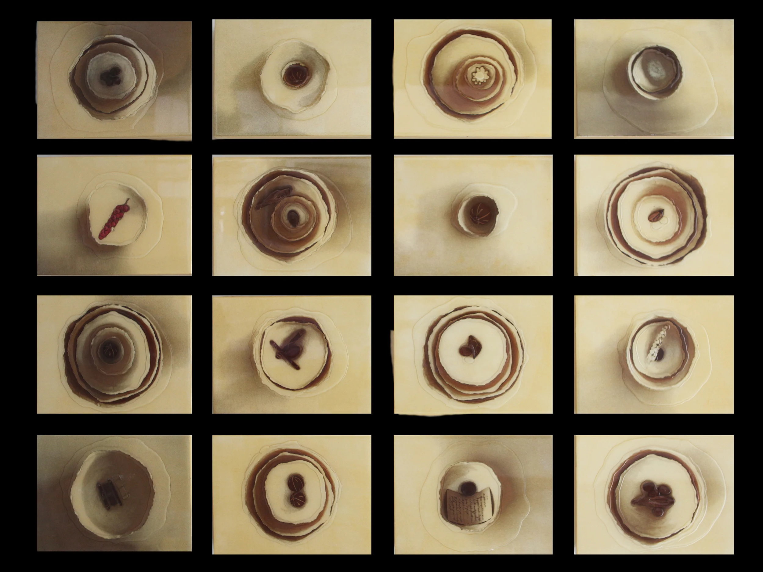 The Bowls Installation, 2013, 16 - 9" X 12" panels