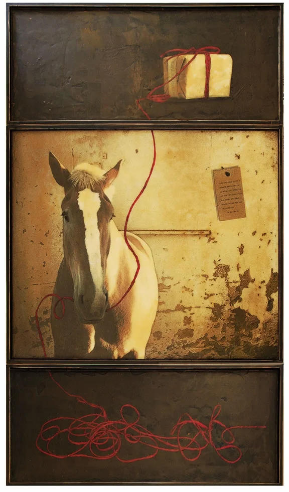 The Package, 2012, Mixed Media on 3 panels, 78.5" X 49.25"