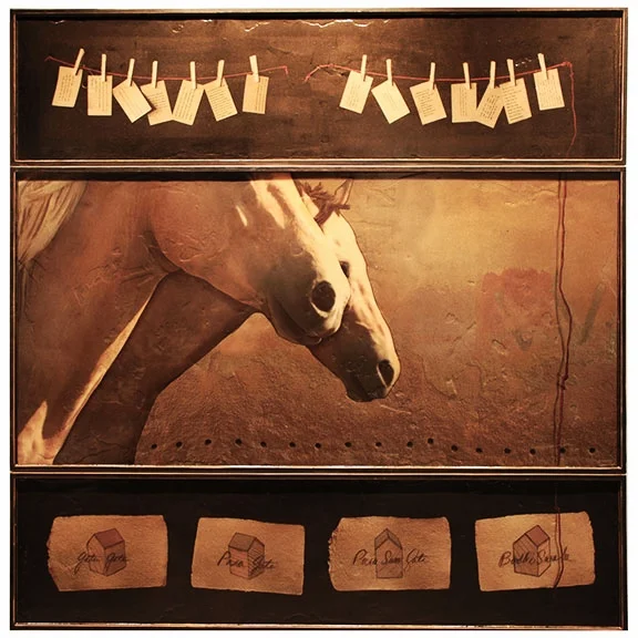 Letting Go, 2012, Mixed Media on 3 panels, 77" X 75"