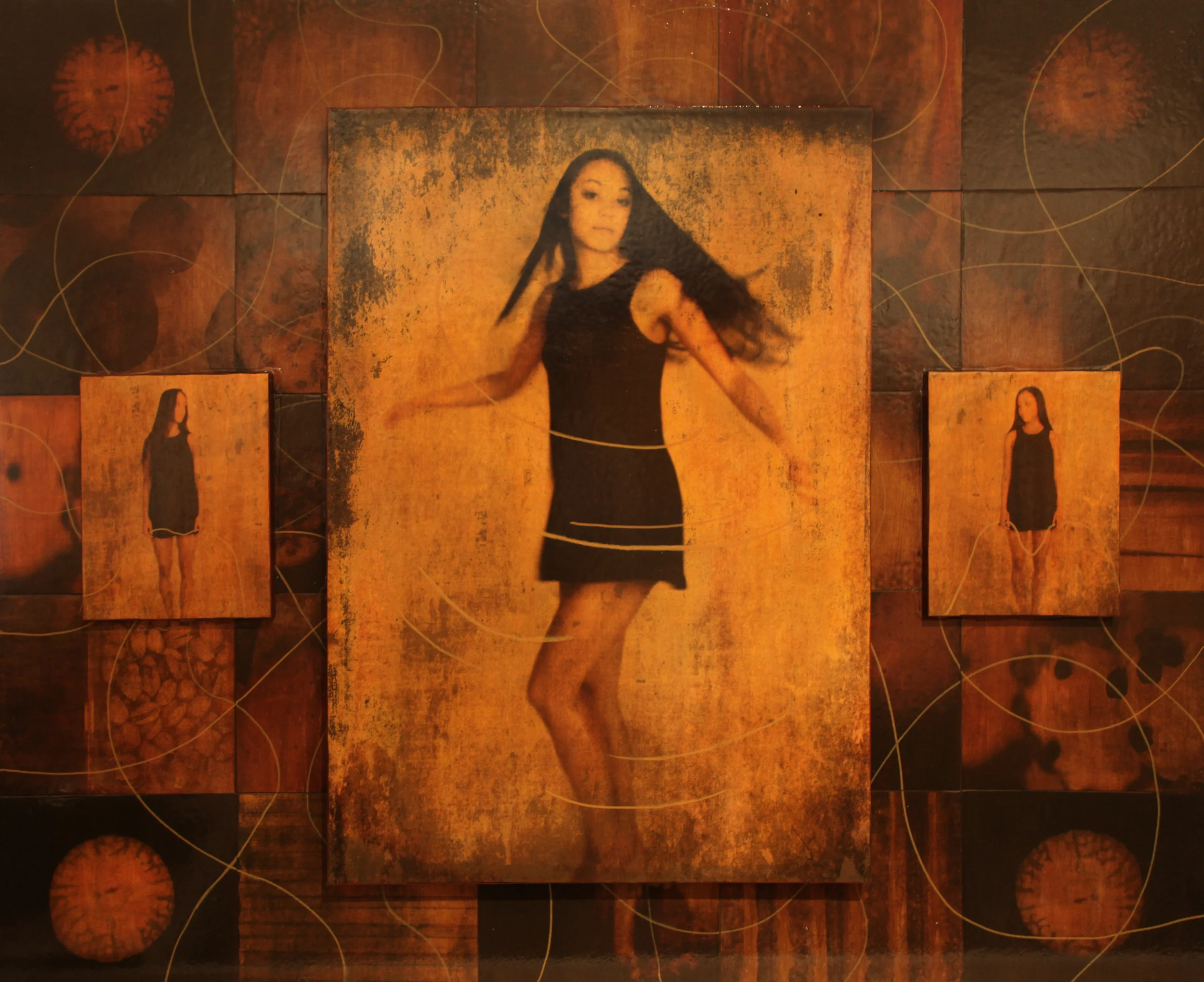 The World, 2015, Mixed Media on 28 Attached Panels, 40" x 50" (Sarah)