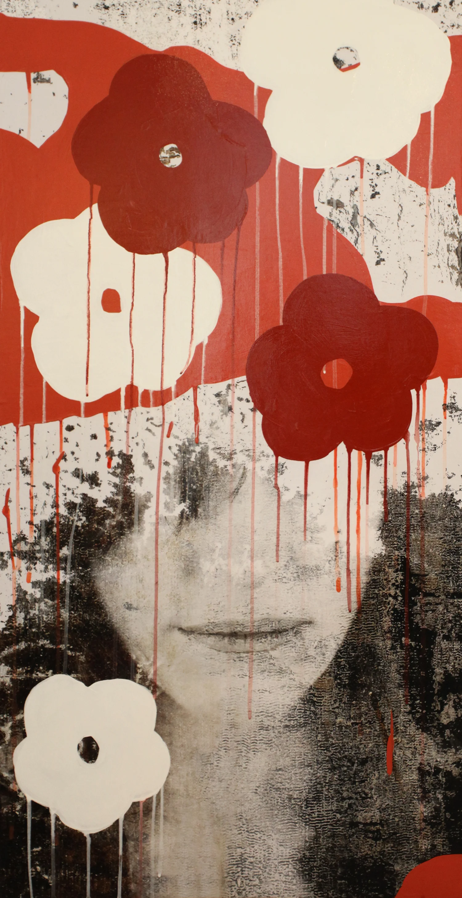 Bloom II, 2016, Mixed Media on Panel, 48" X 24"