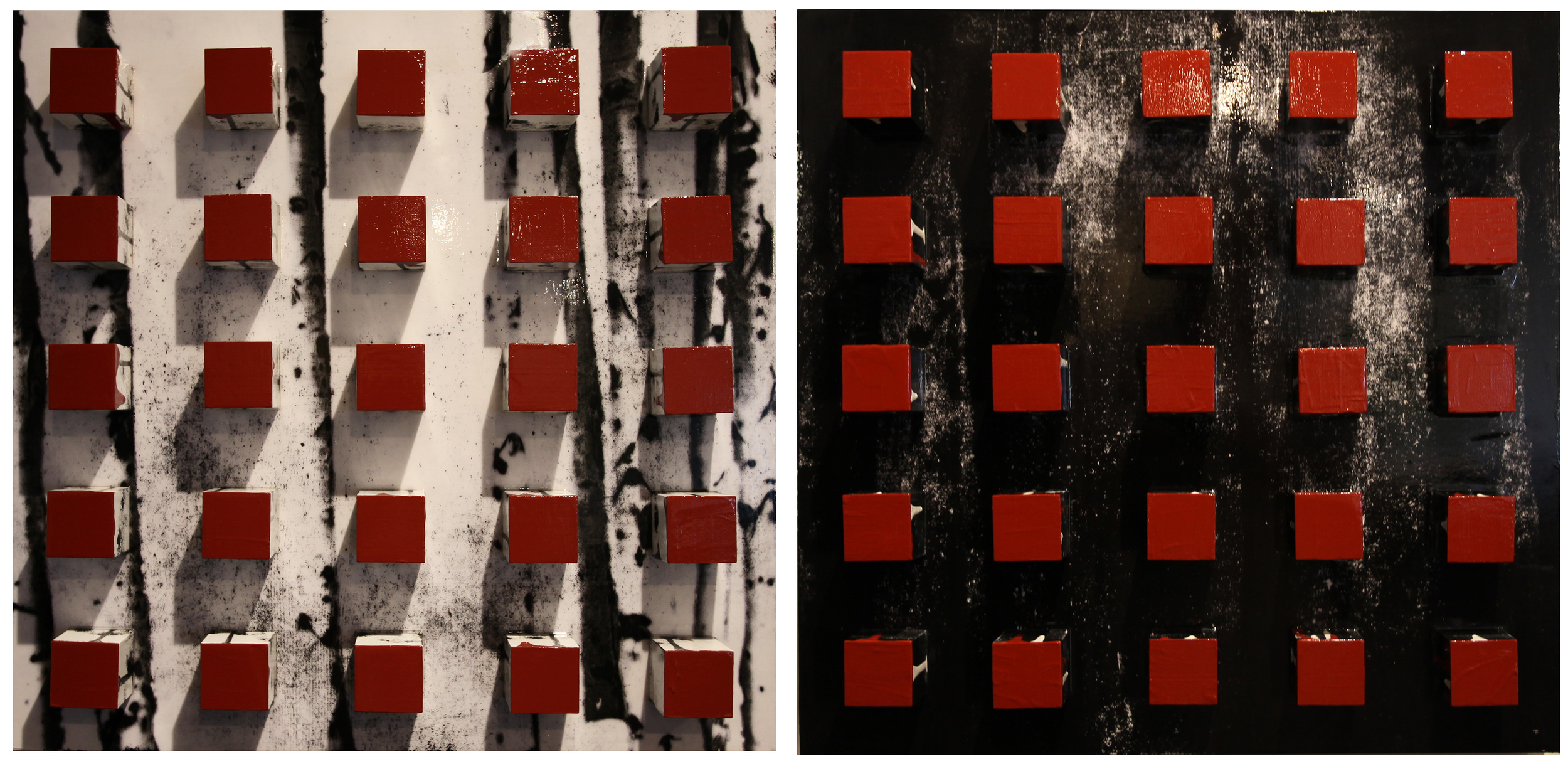So Many Trees, 2016, Mixed Media diptych, each panel 24" x 24" x 4"