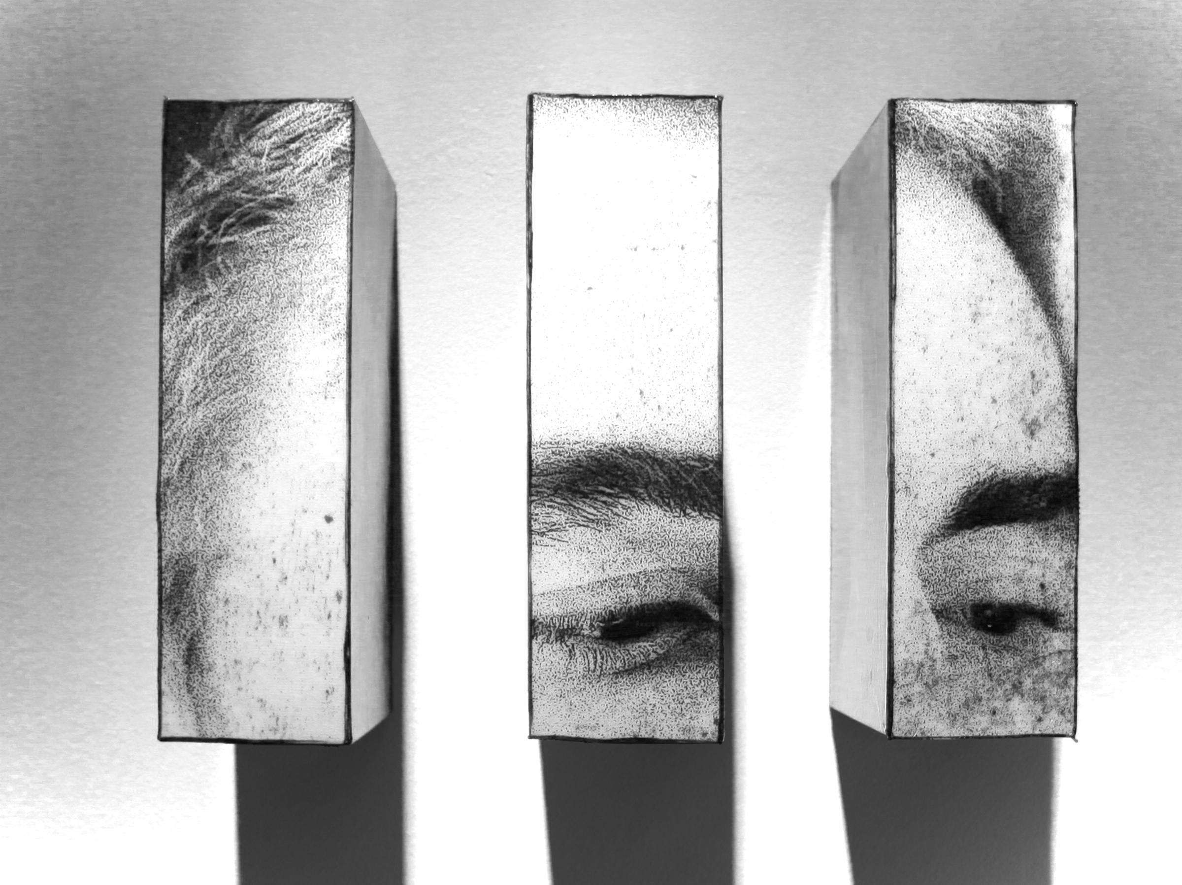 Admirer I triptych, 2016, Mixed Media. 8" x 10" x 4"