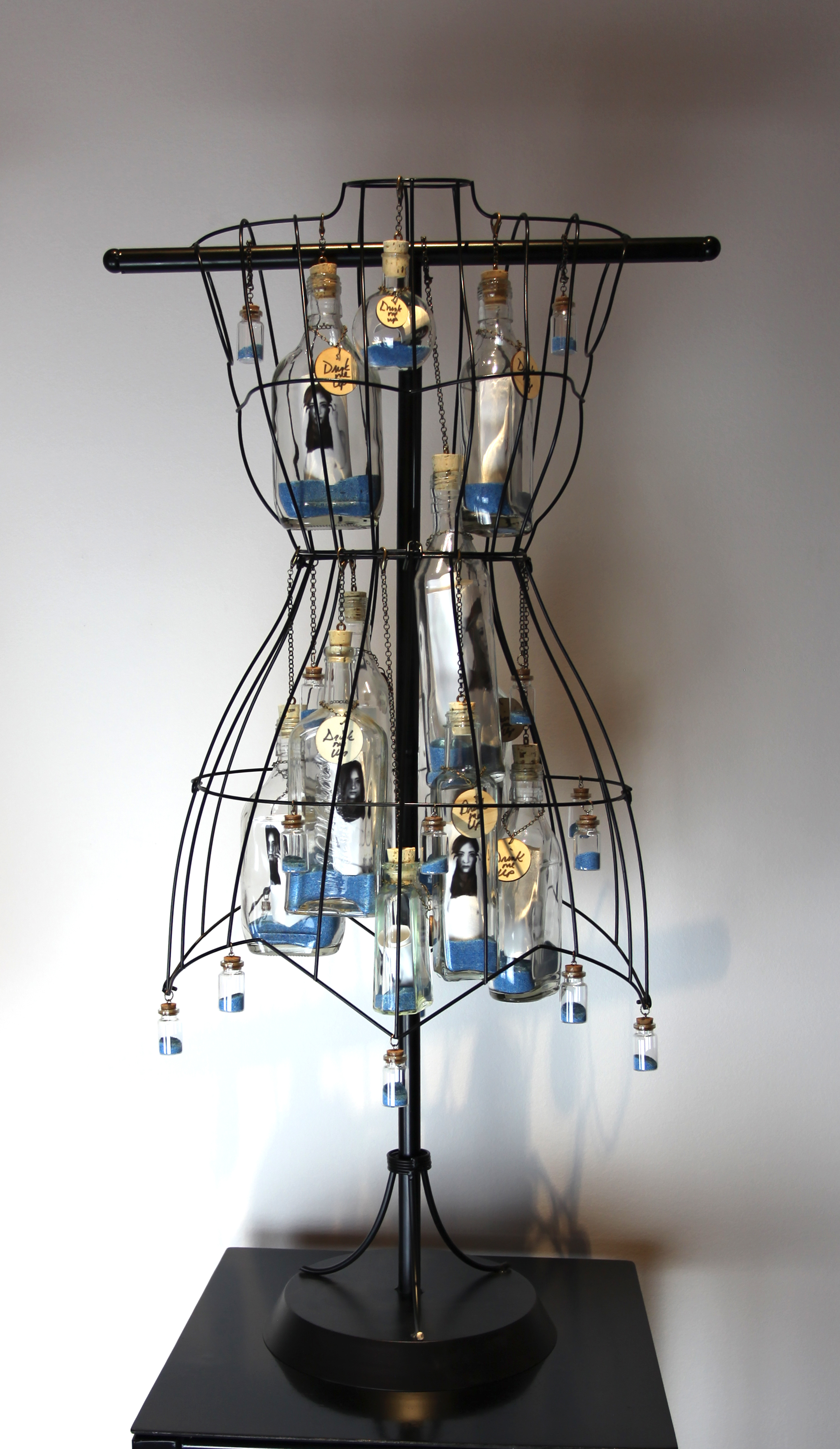 Drink Me Up Installation, 2016, Mixed Media assemblage, 37.5" x 20.5" x 13"