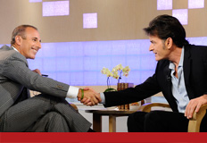 Matt Lauer congratulates Sheen on not dying.