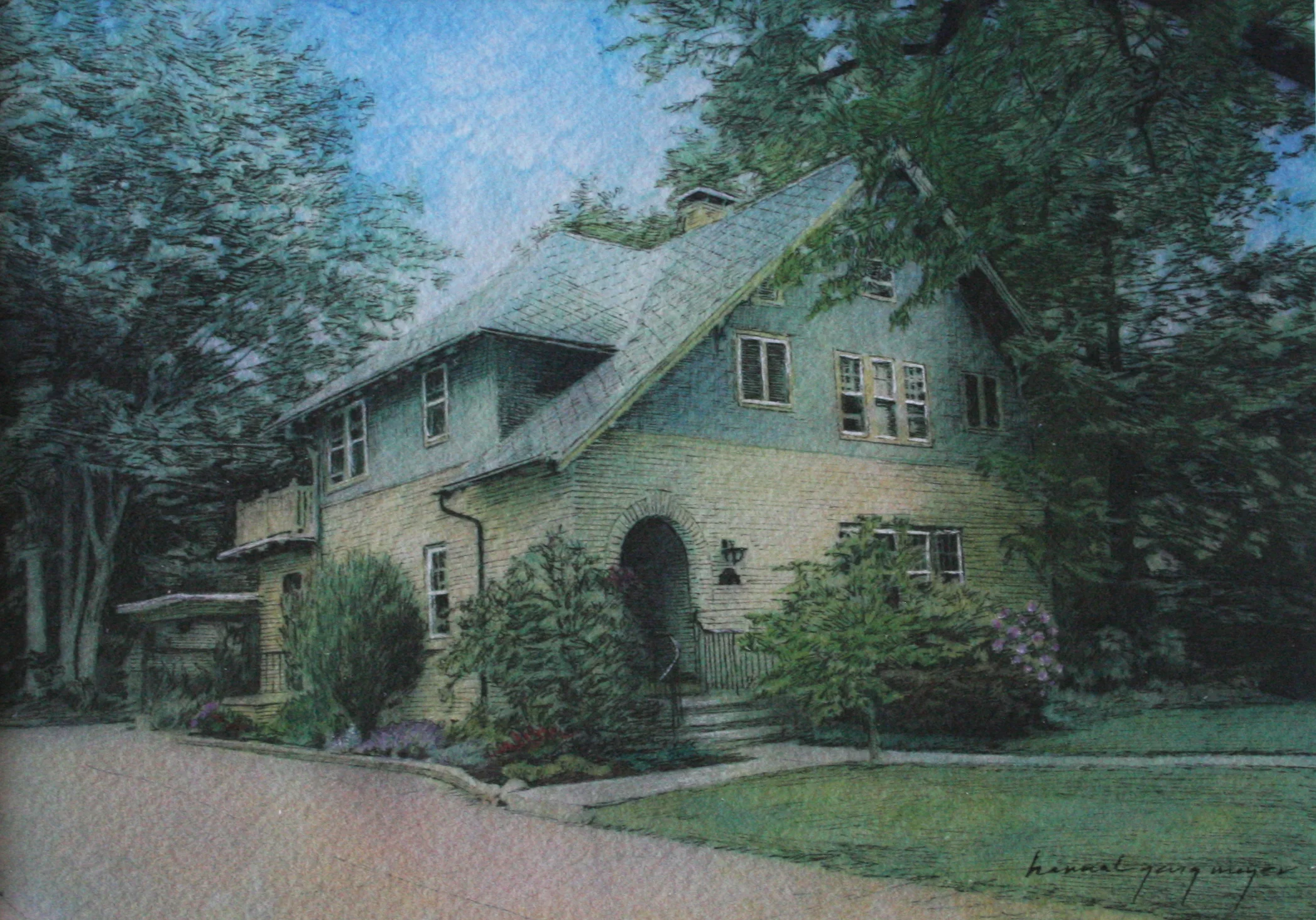 JIM'S HOUSE medium: photograph, watercolor, pen size: 5" x 7" date: 2013