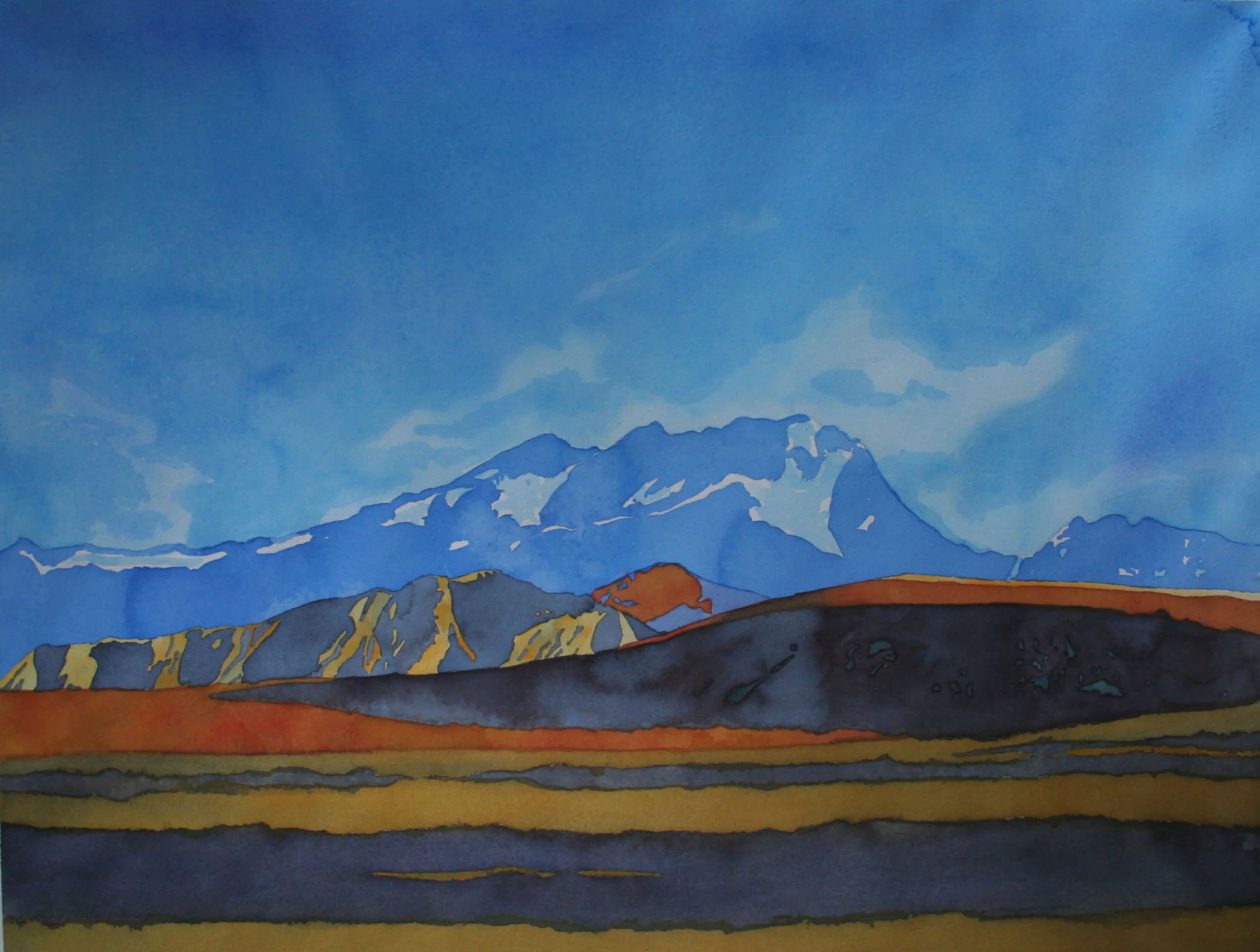 PERUVIAN MOUNTAINS medium: watercolor size: 24" x 18" date: 2010