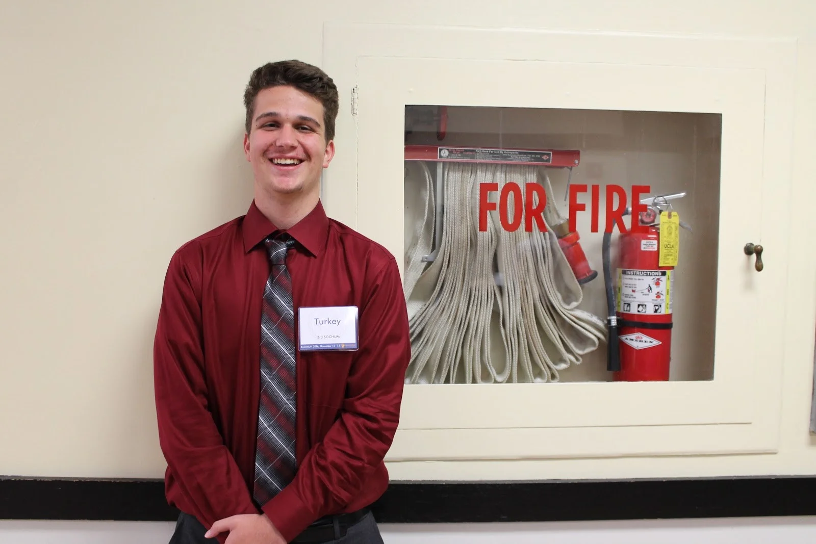 This delegate’s outfit game was on fire, good thing he was conveniently standing next to a fire extinguisher.