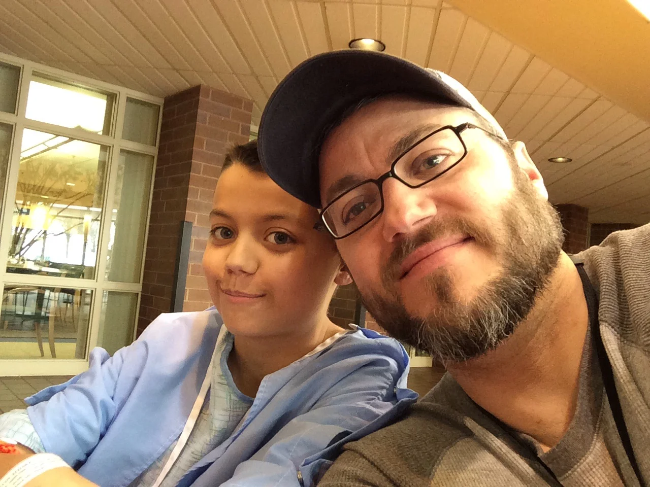 Elijah this morning with his Dad.
