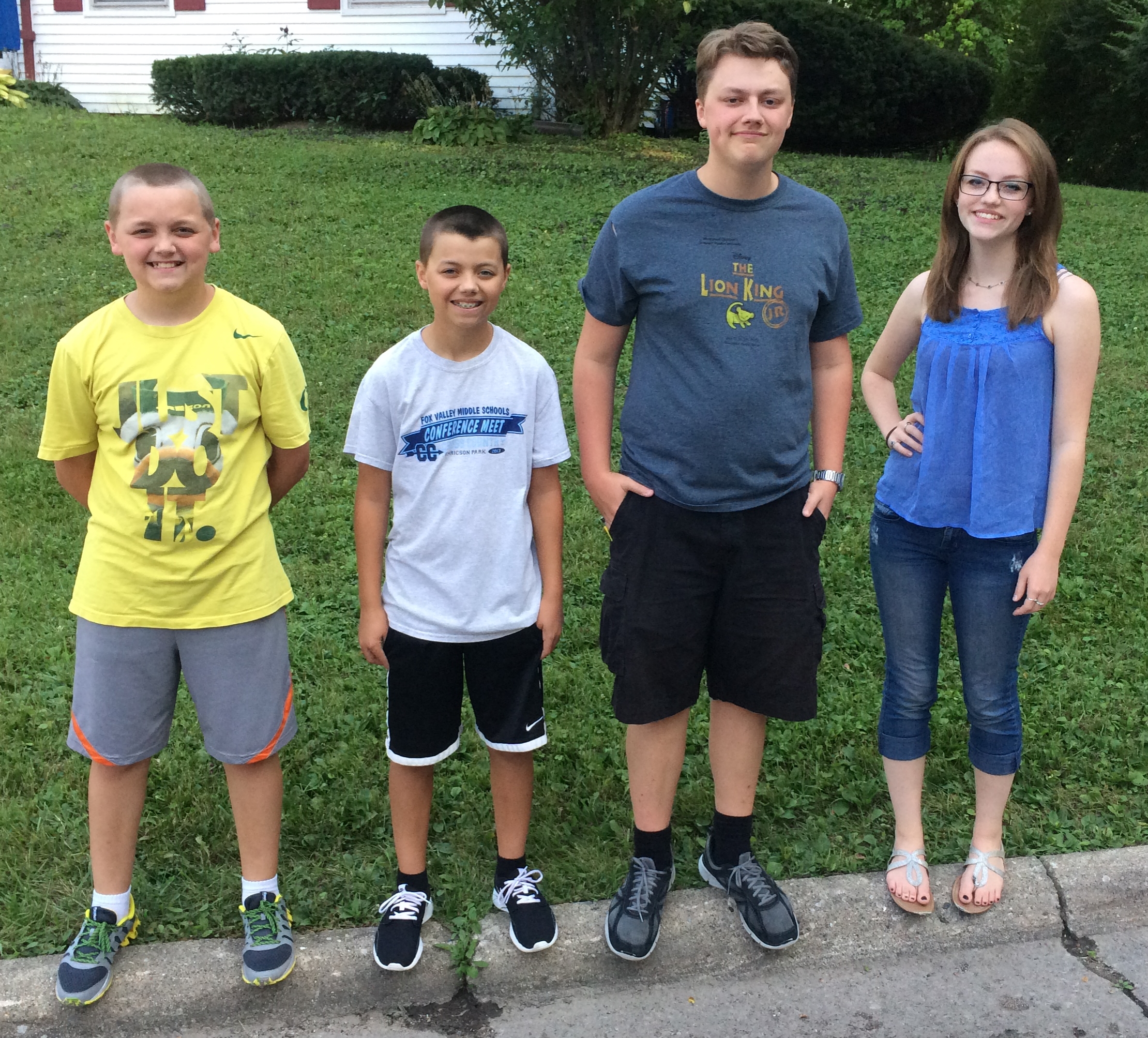 2015 - Daniel (12, 7th grade), Elijah (14, Freshman), Jack (16, Junior), Sarah (18, College Freshman)