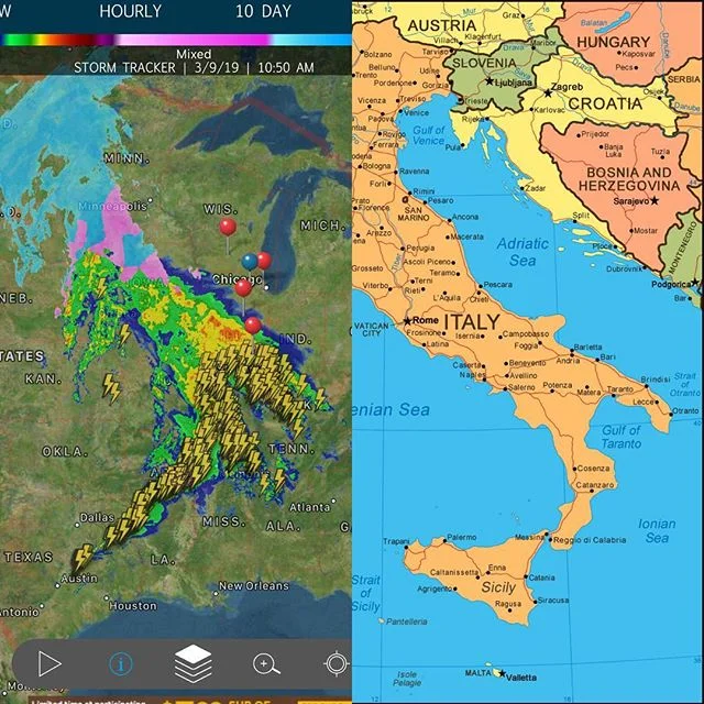 One of these was the radar today. The other is #Italy. Can you guess which is which? #Weather #boots