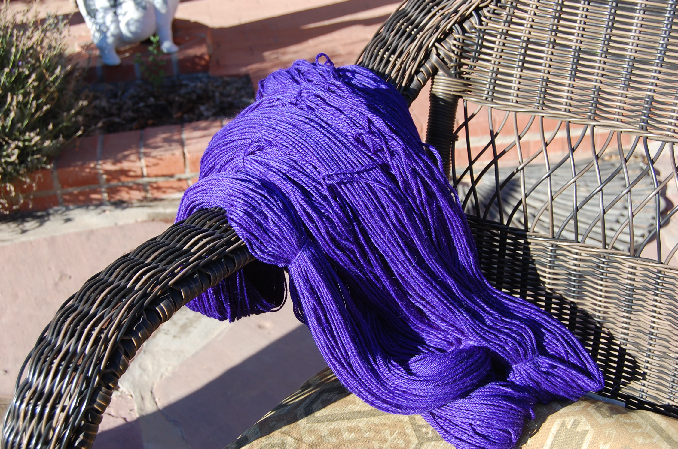 Beautiful hand dyed periwinkle yarn by Miss Stacie here at the ranch...