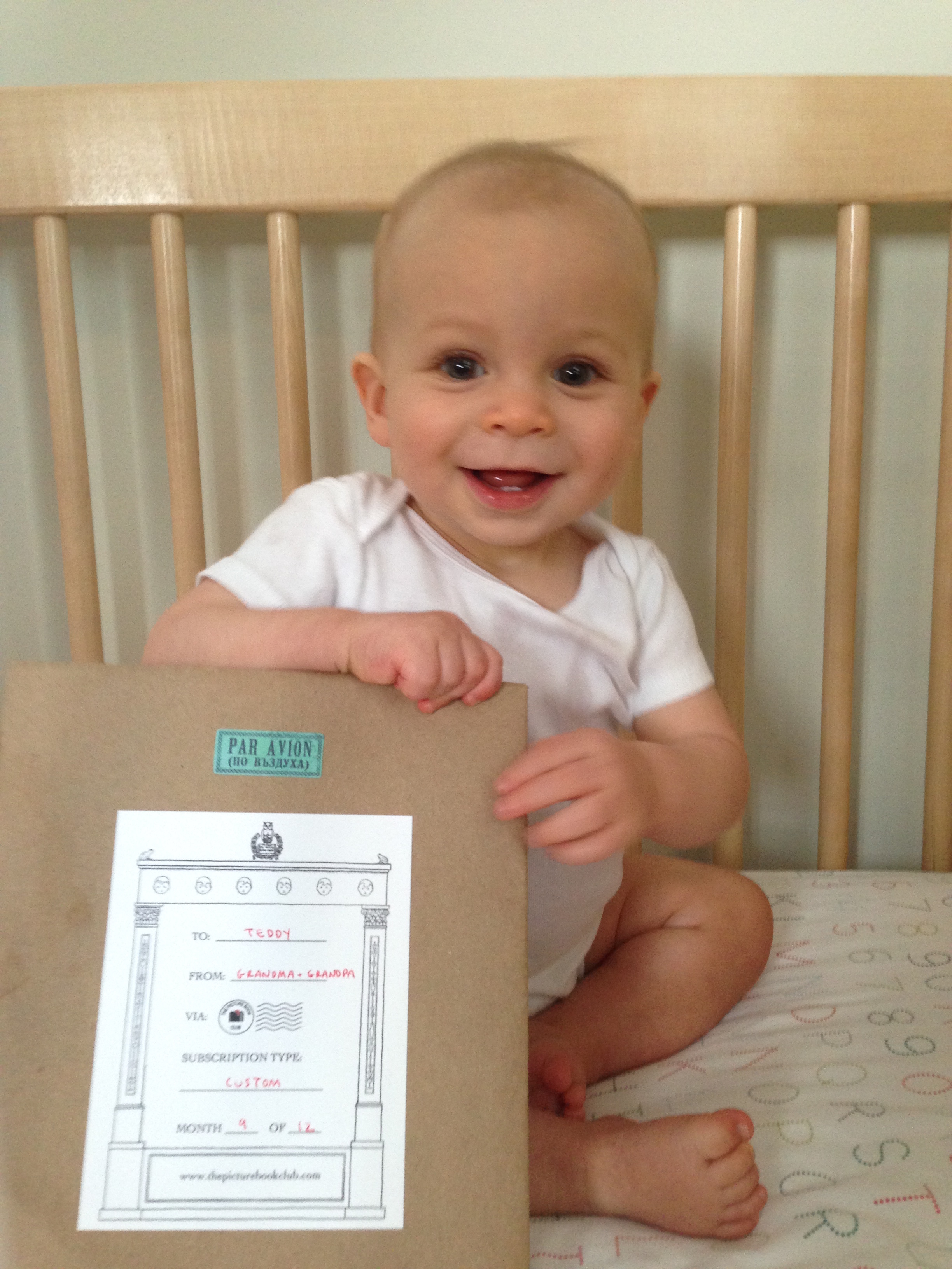 Teddy (age 1) was given a custom subscription to welcome him into the world. He loves building his library via The Picture Book Club!