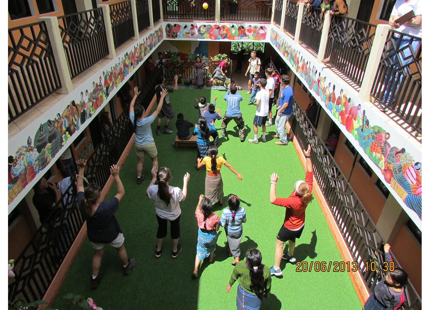  An interior courtyard surfaced with turf provides a safe outdoor learning and playing space for students. &nbsp; 