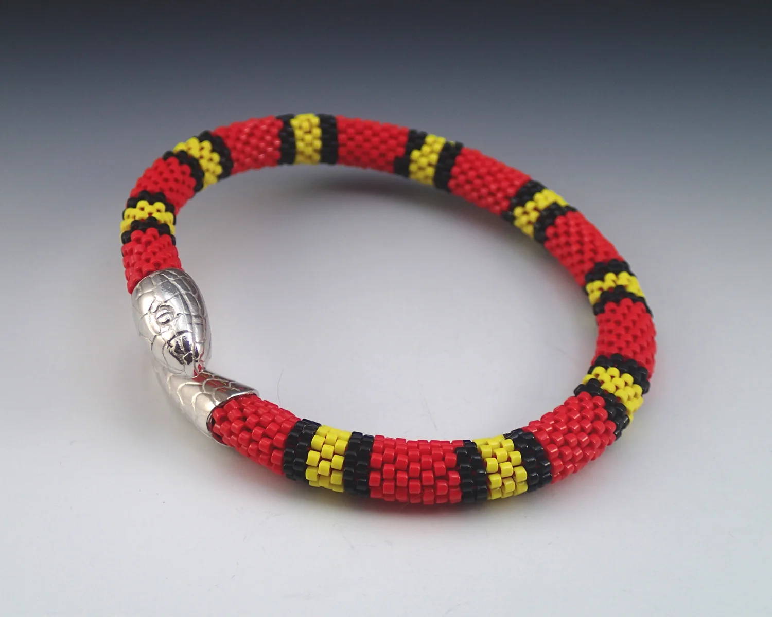 "King Snake" bead crochet with sterling caps