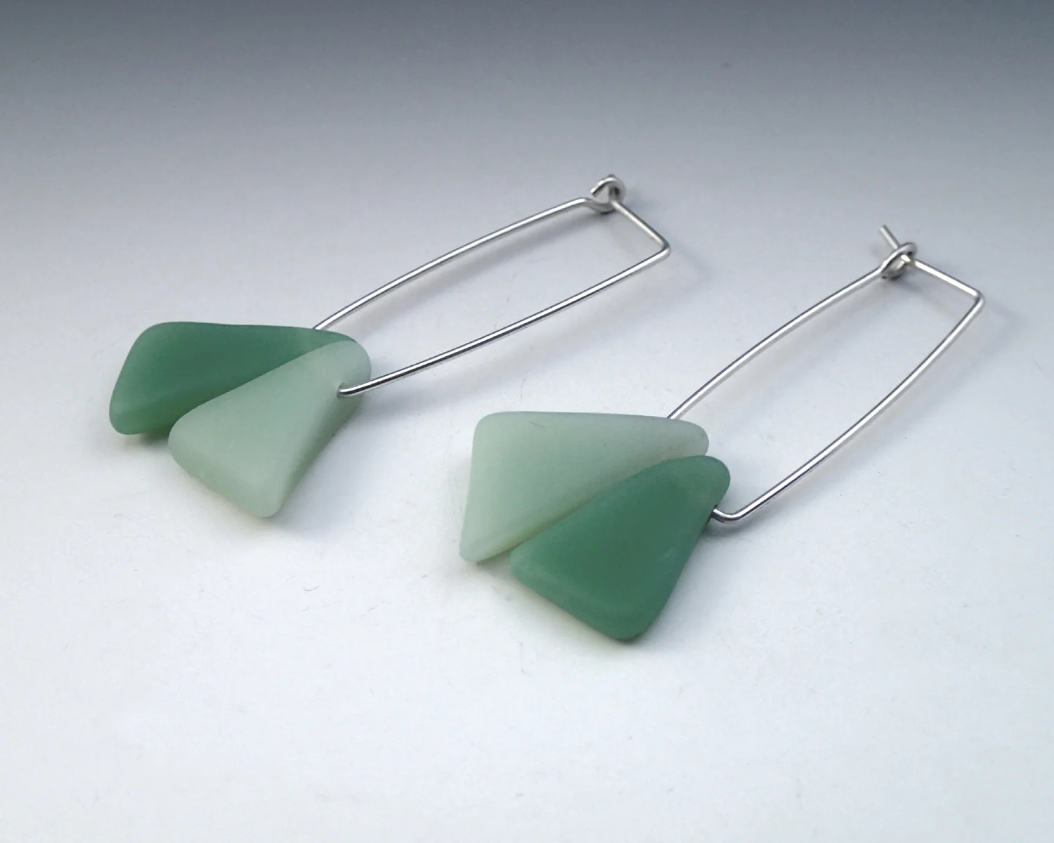 Tumbled glass on custom sterling ear wires