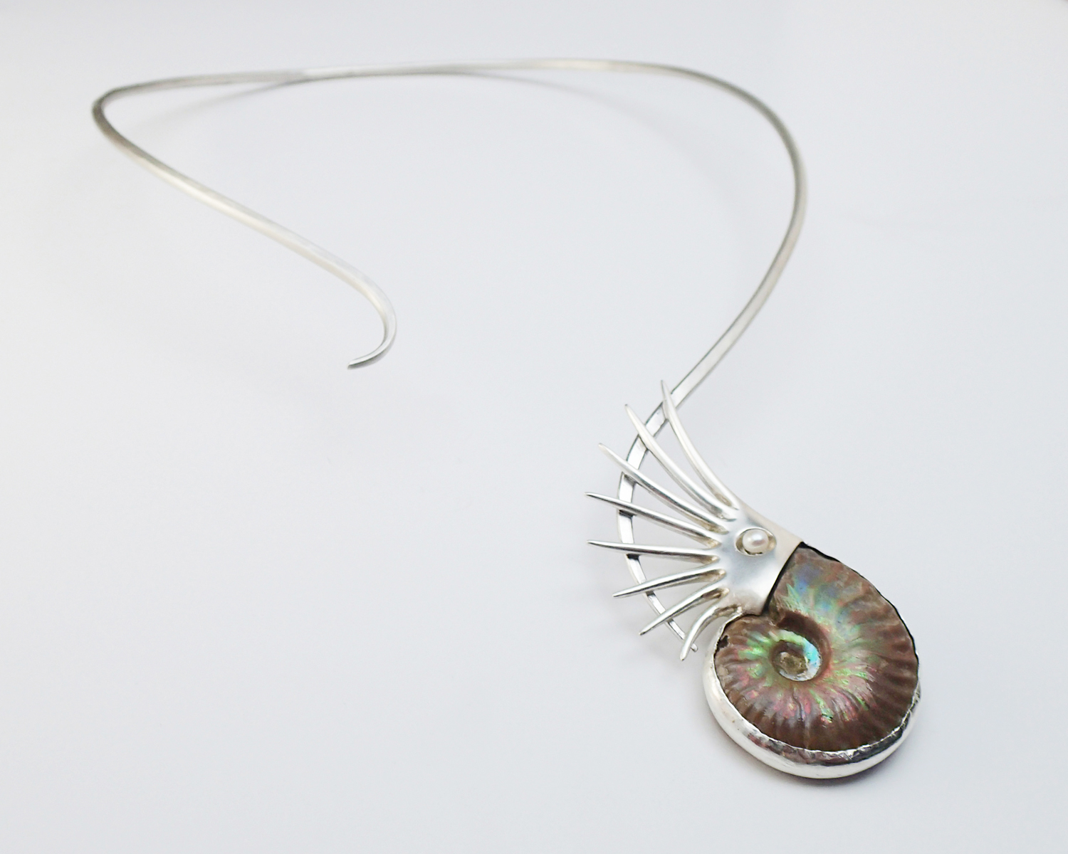 Opalized Ammonite Neck Wire 2