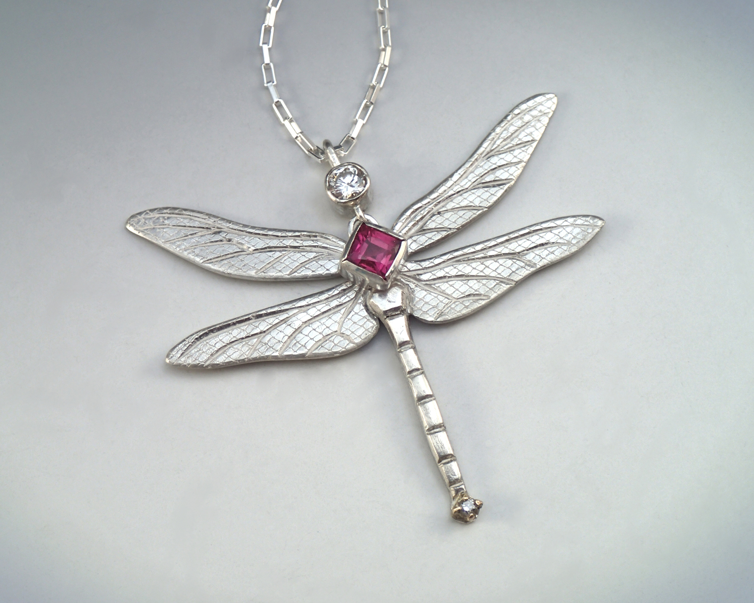Dragonfly with heirloom ruby and diamonds