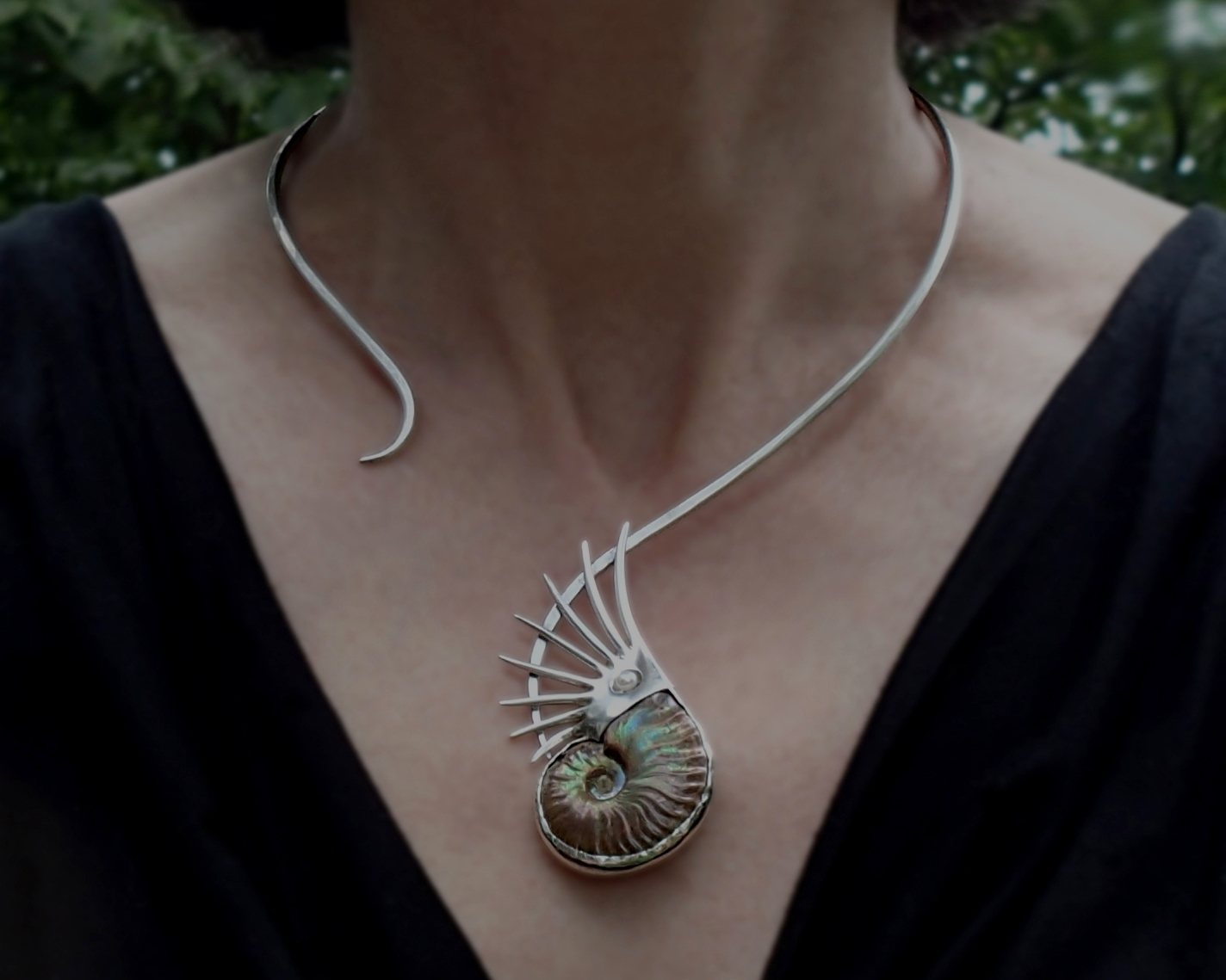 Opalized Ammonite Neck Wire 1