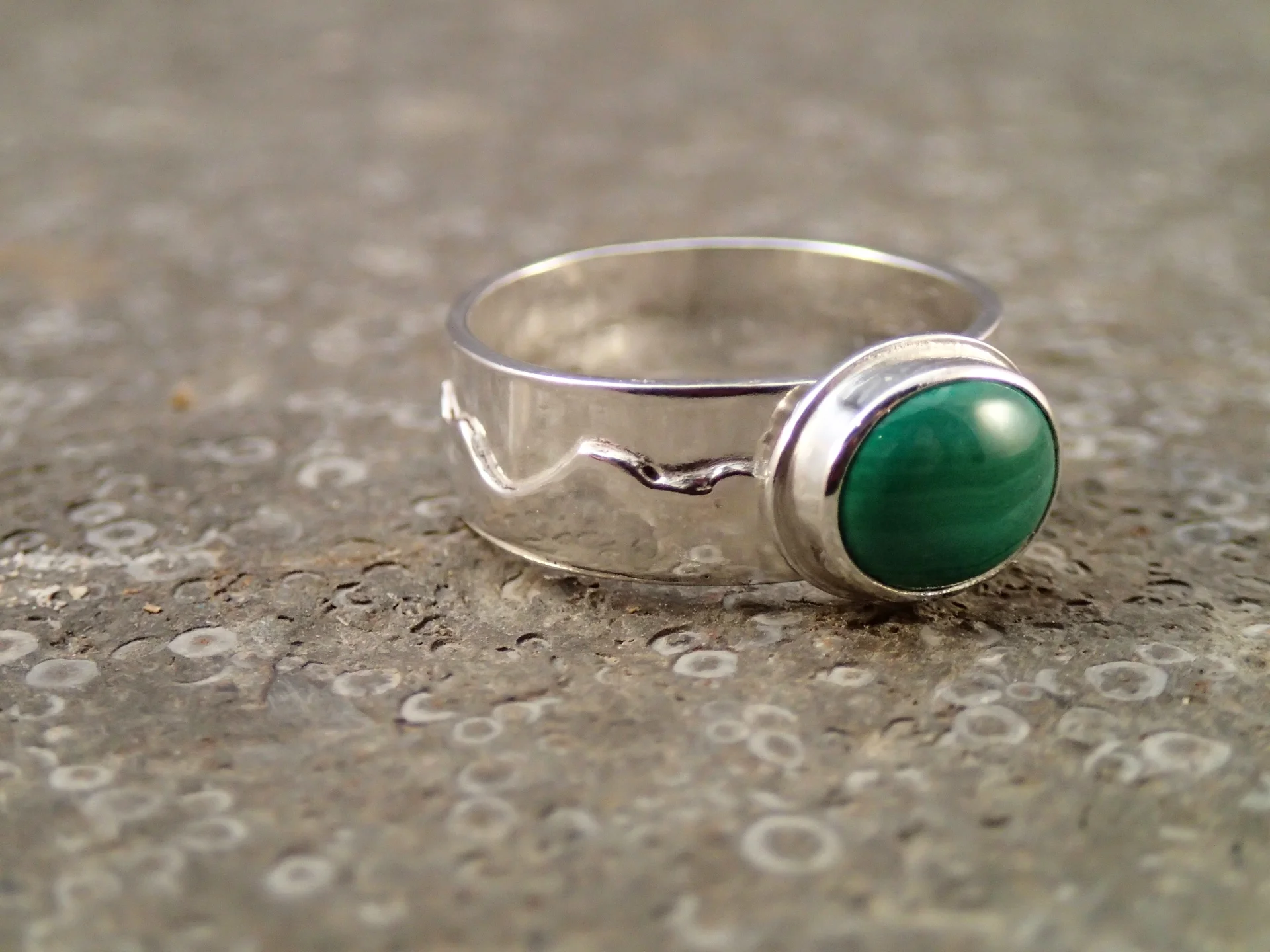 Mountain Ring with Malachite