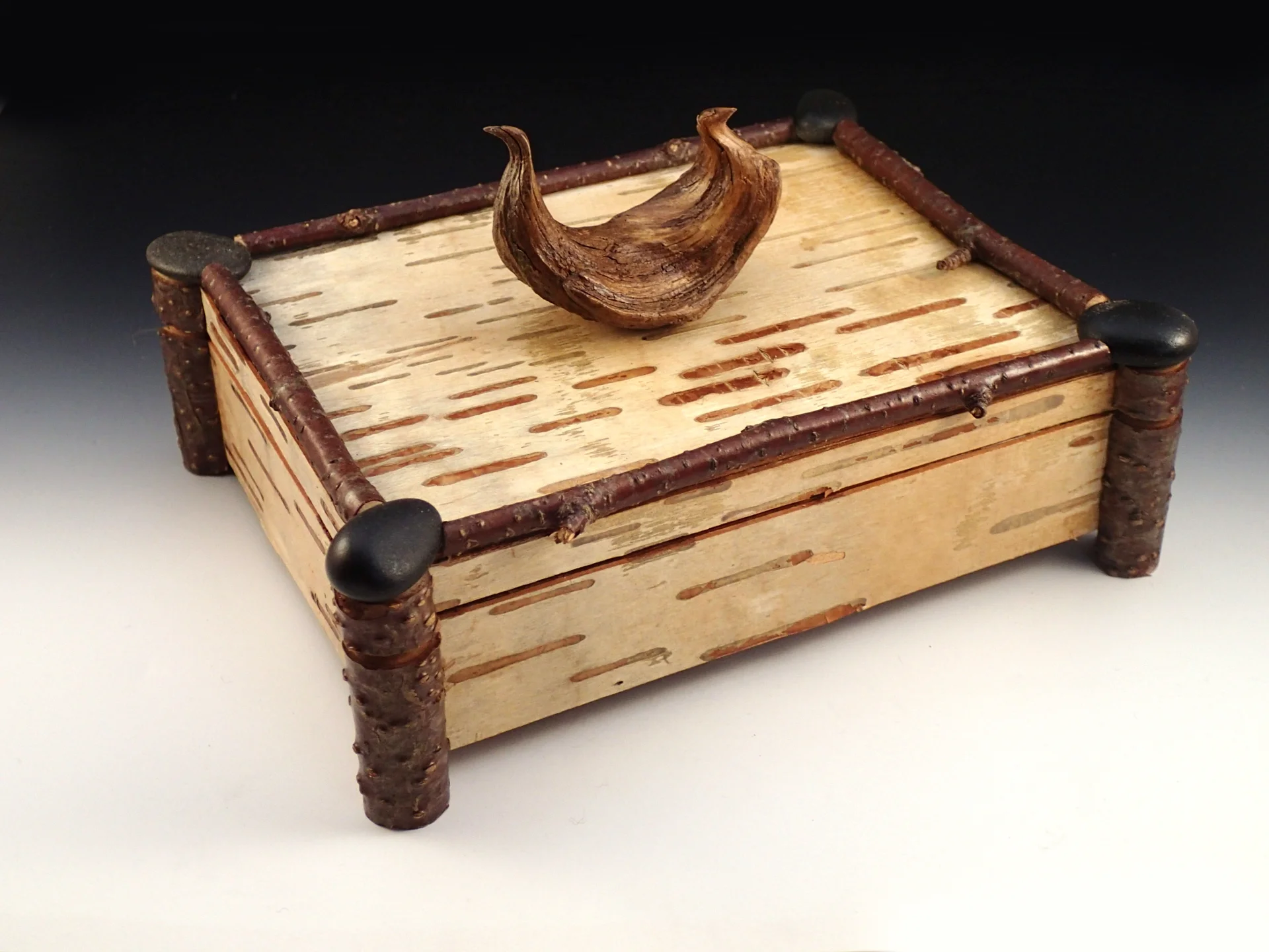 Birch Bark box with 2 Grouse