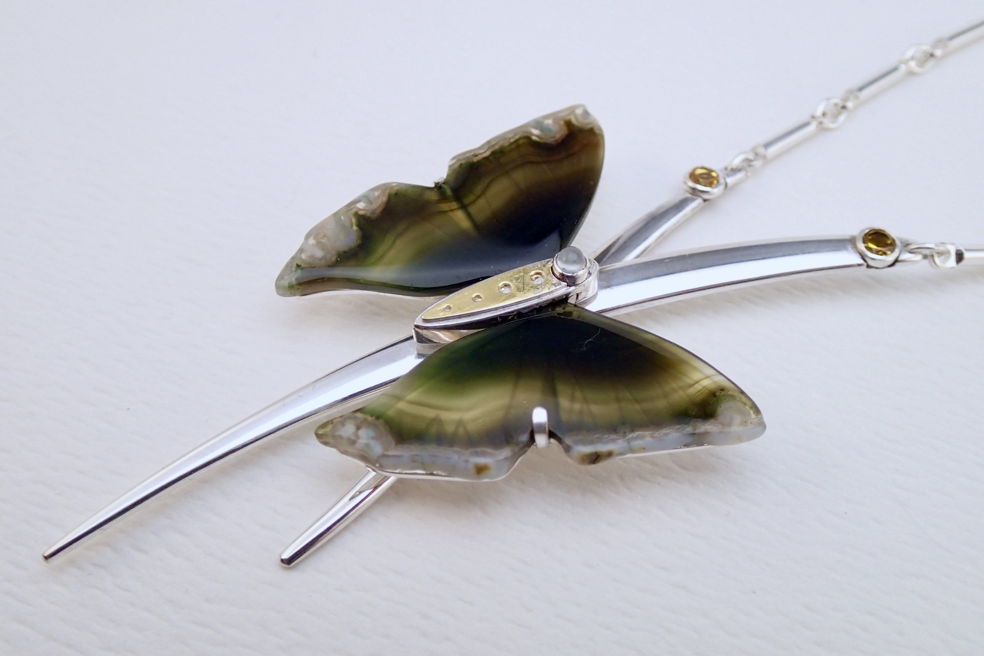 Agate Winged Butterfly Pendant