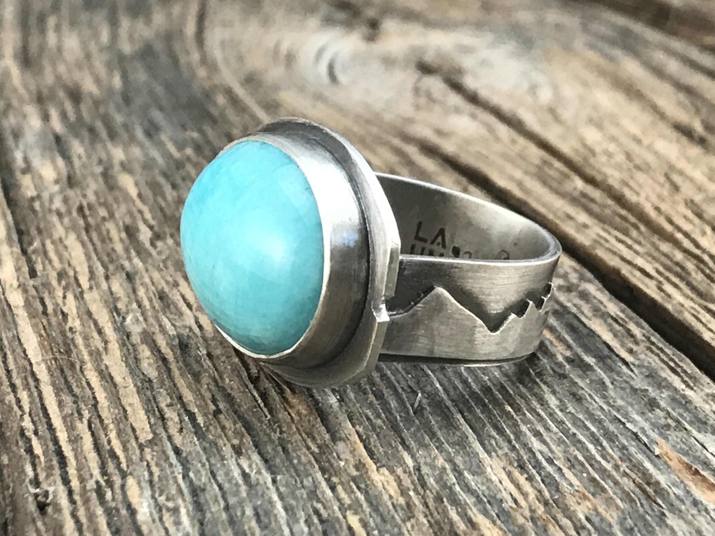 Amazonite Ring with mountains
