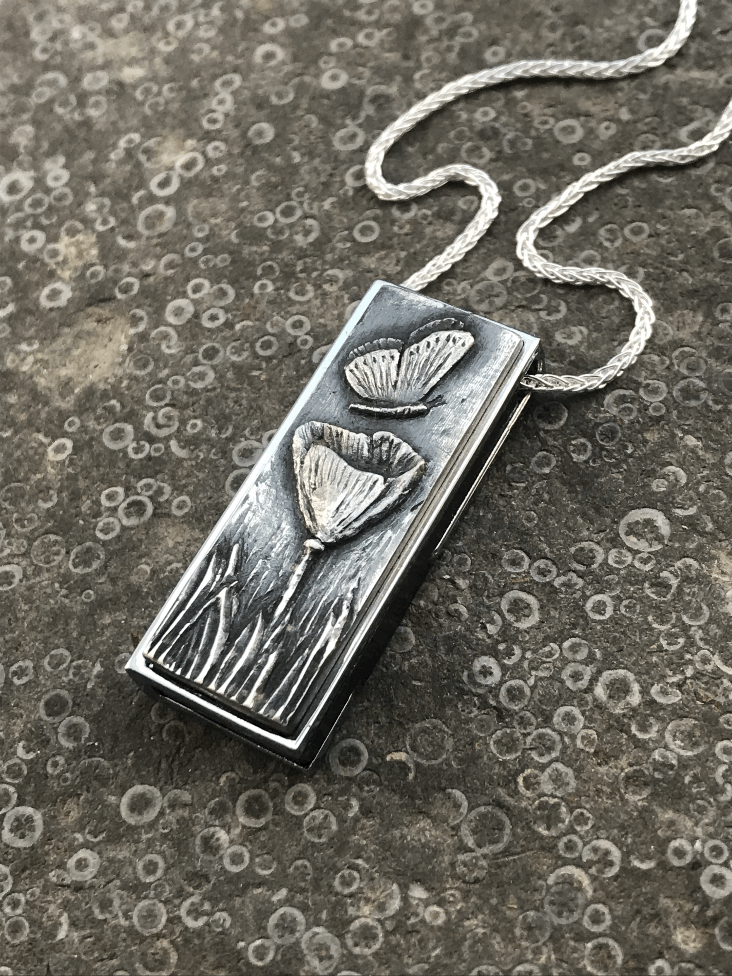 Butterfly and Poppy Flash Drive Pendant
