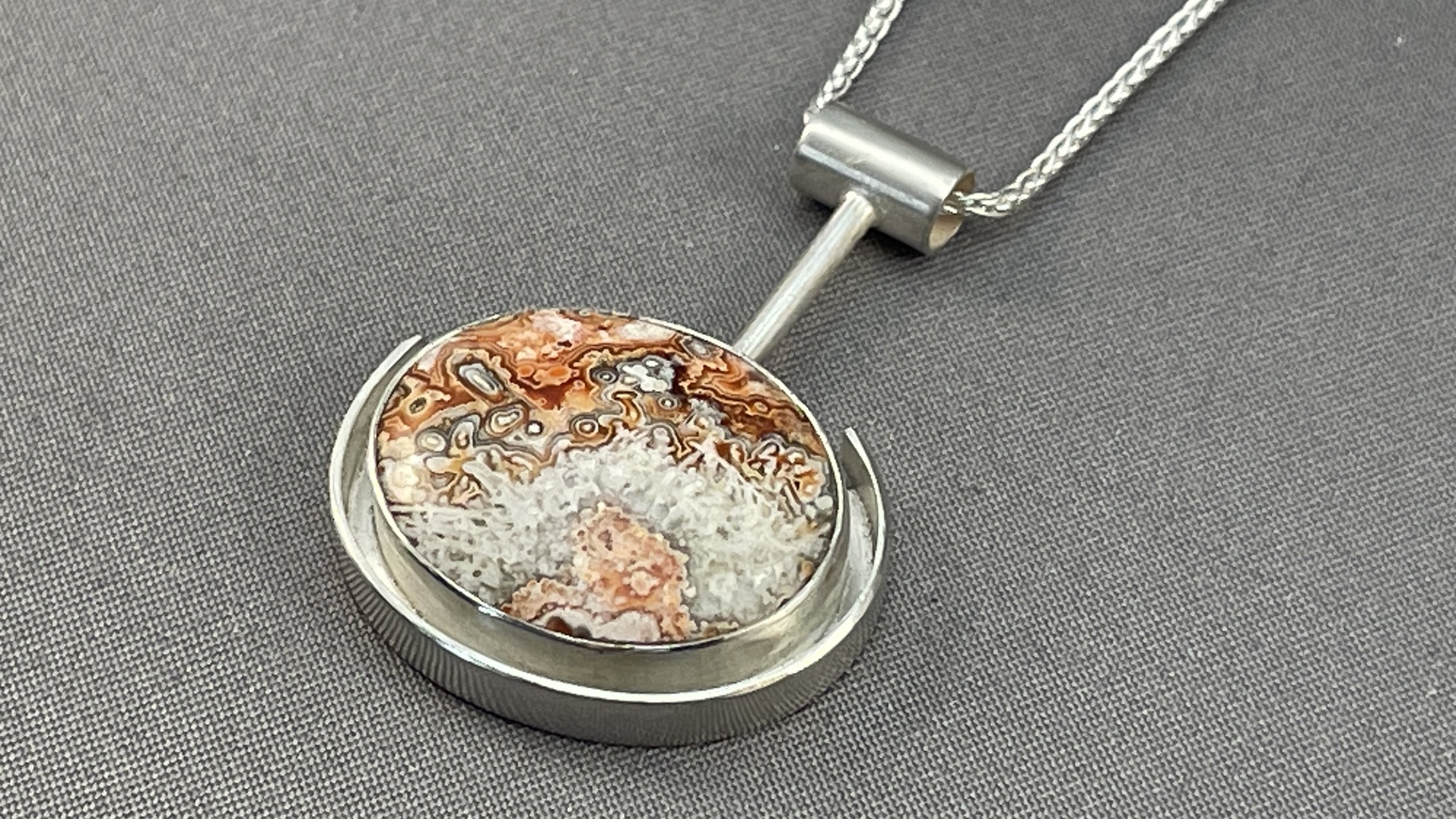 Lace Agate - cut and set by artist