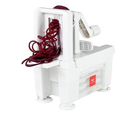 Click on Paderno Spiralizer for a variety of noodle sizes and compact stowing!