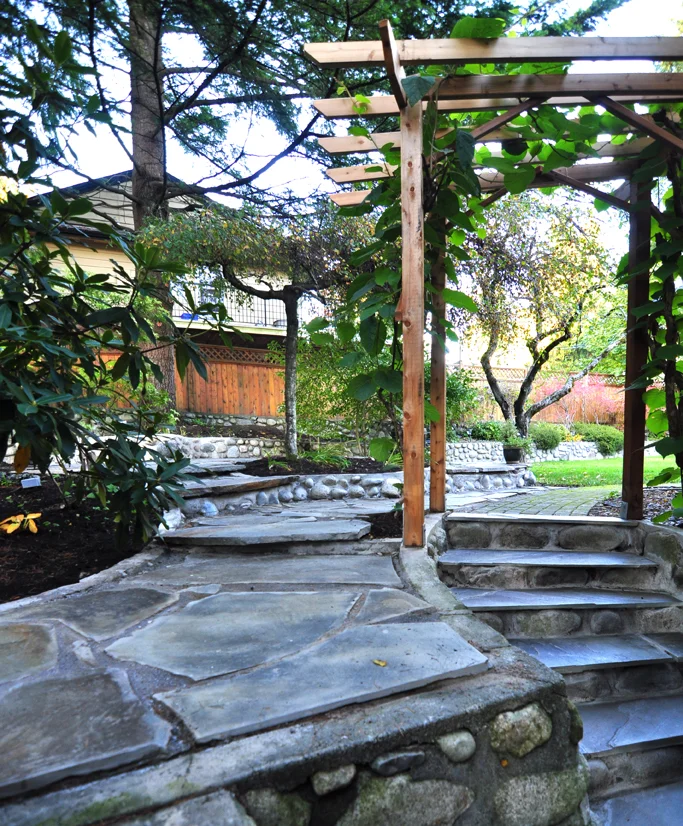 Sandstone stairs and cedar arbour.jpg