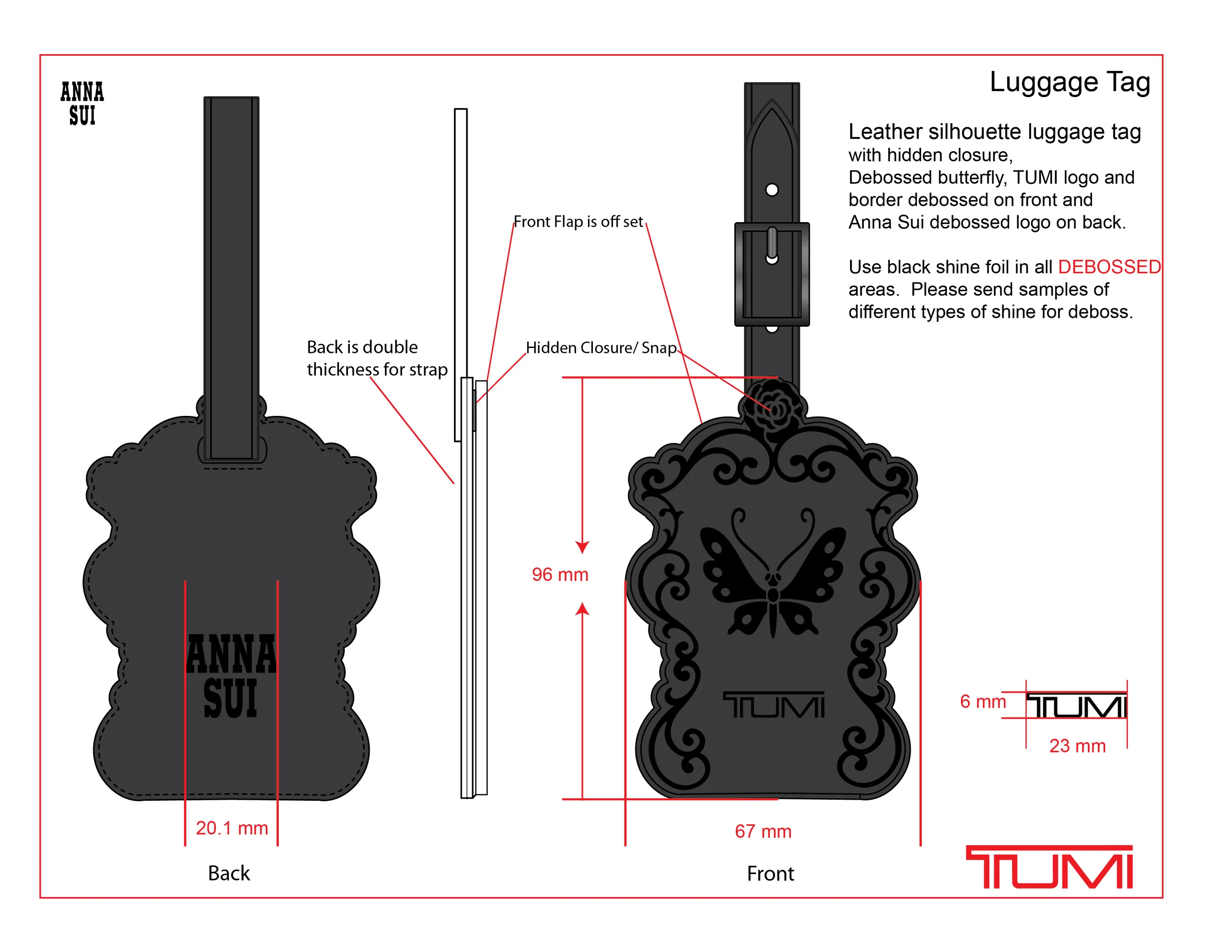 Leather Embossed Luggage Tag