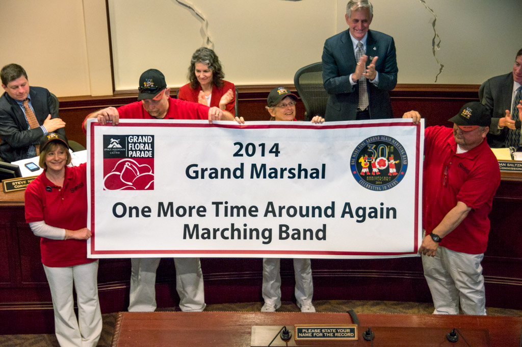 Unveiling our Grand Marshal banner at the Portland Mayor's office, Wednesday, May 7th, 2014.