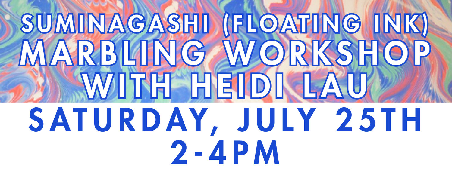 Suminagashi or "floating ink" is the process of marbling plain paper with water and ink to transform it into something vibrant and colorful. It originated in Japan as early as the 12th century. Students will create colorful sheets of marbled paper that can be used for all sorts of paper crafts, including note cards and simple bookbinding and more.