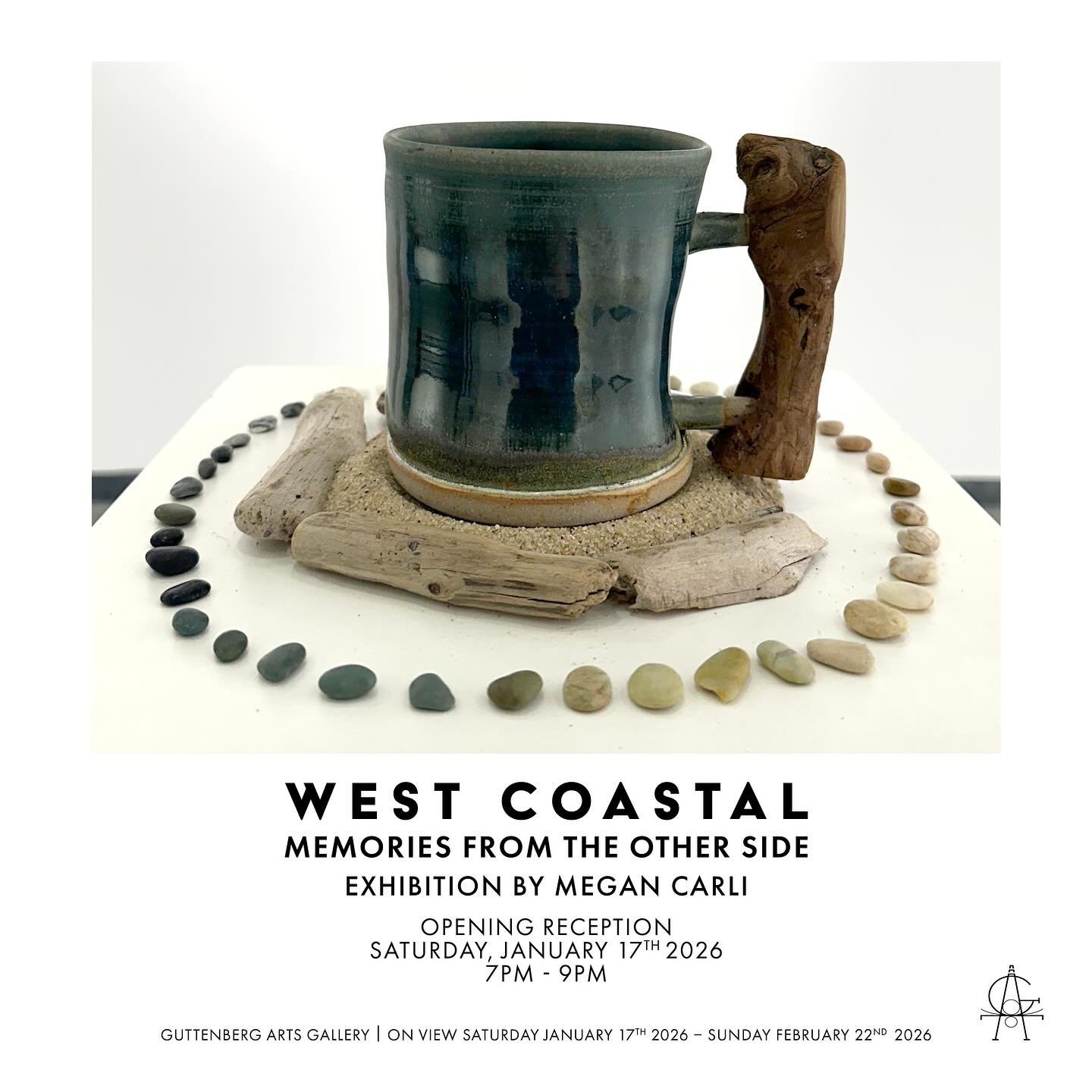 TONIGHT! 7-10pm!
Guttenberg Arts is pleased to present West Coastal: Memories From the Other Side, a solo exhibition by artist Megan Carli. The exhibition will be on view from Saturday, January 17 through Saturday, February 14, 2026. Join us for the 