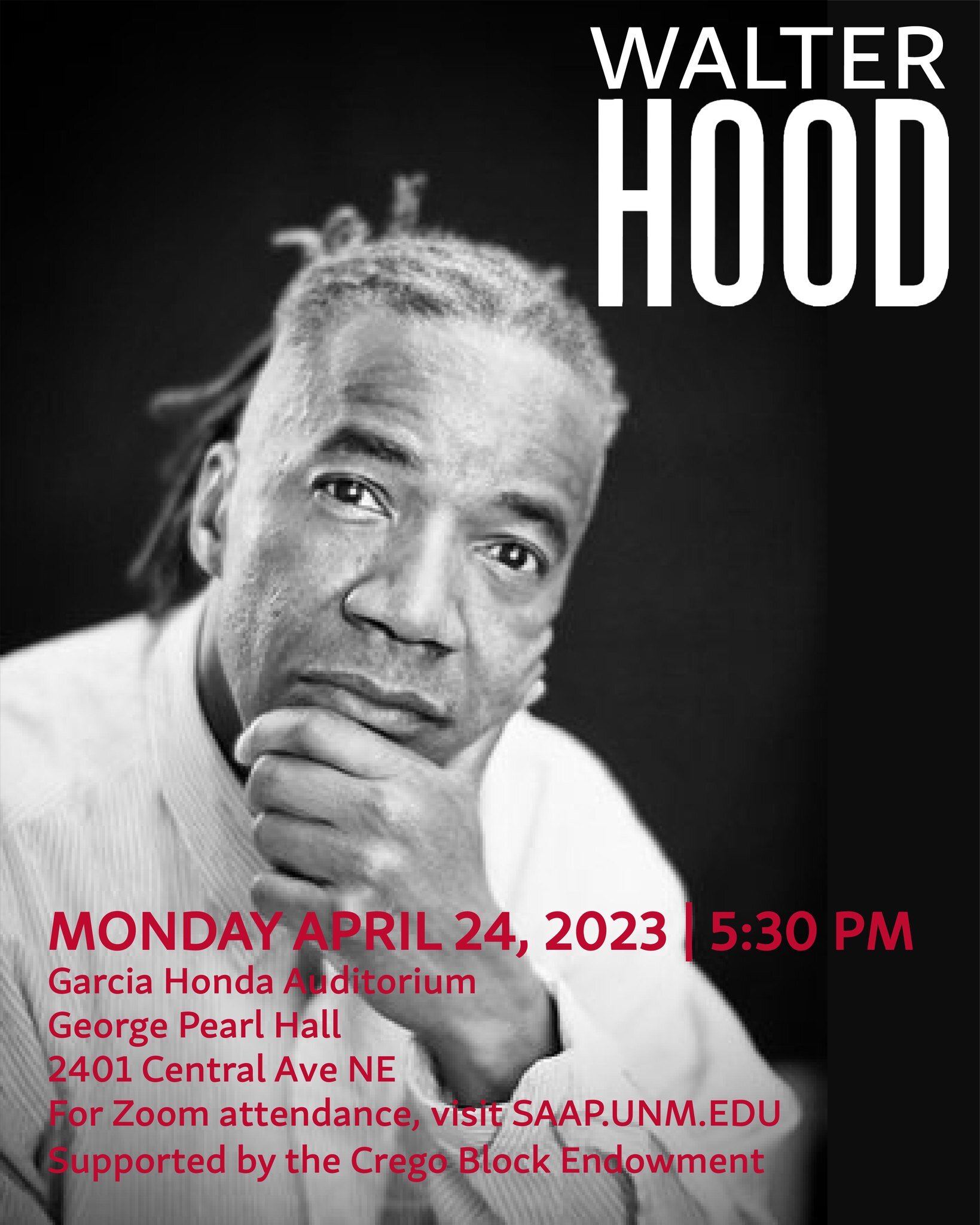 Walter Hood is coming on Monday, 4/24, at 5:30 PM! 

Walter Hood is a landscape and public artist creating urban spaces that resonate with and enrich the lives of current residents while also honoring communal histories. Hood melds architectural and 