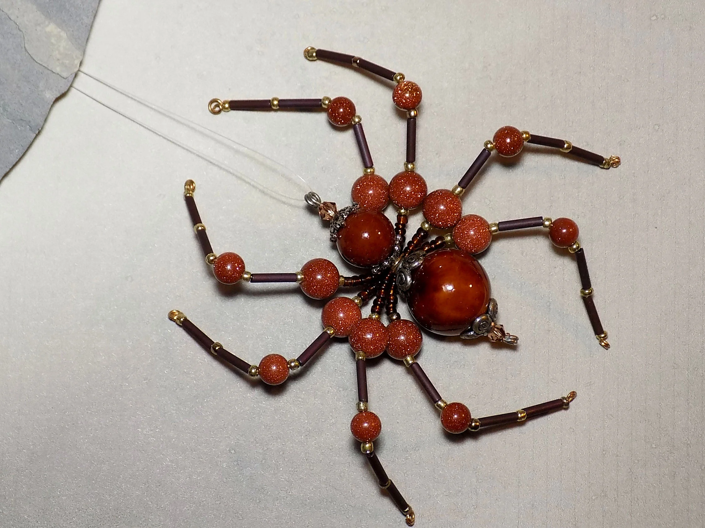 Goldstone Beaded Spider