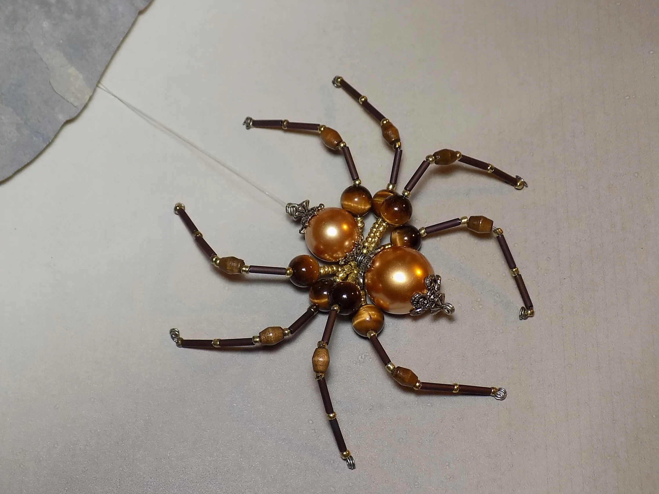Gold Tiger Eye Beaded Spider