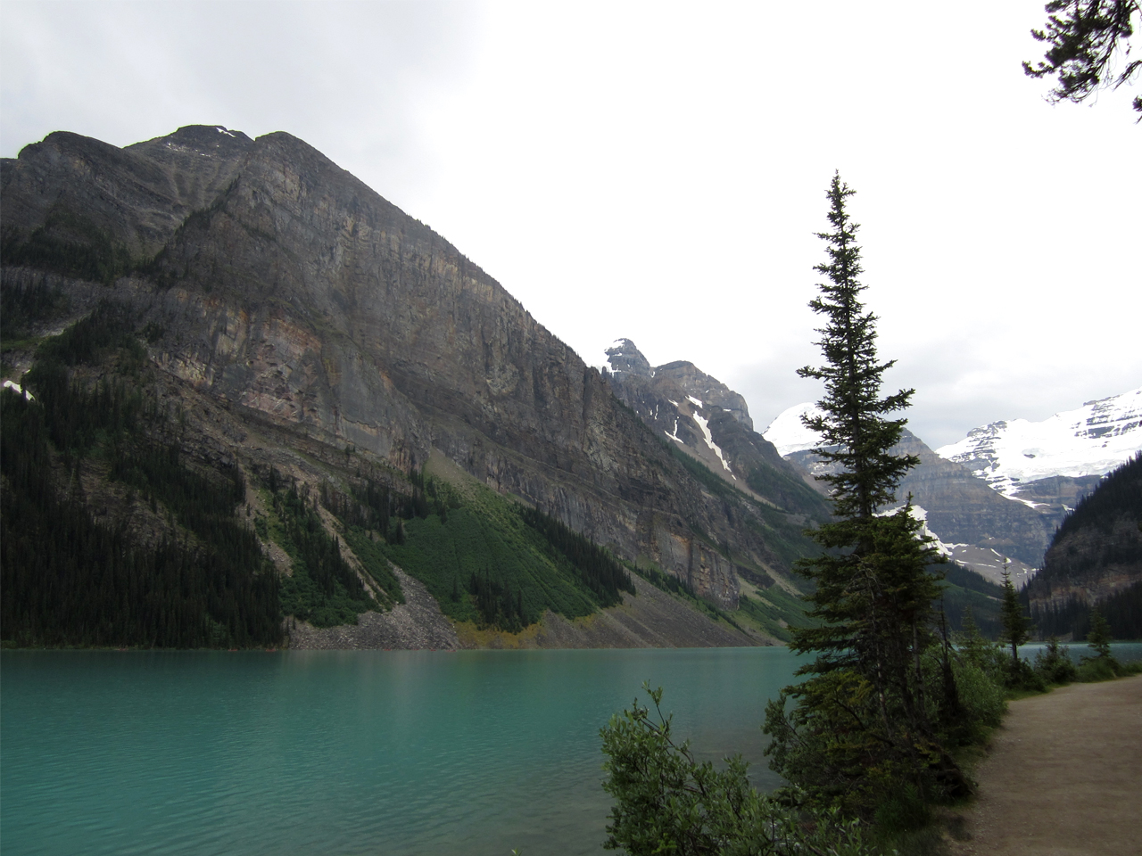 Rainy day in Lake Louise. The most beautiful and calming place.