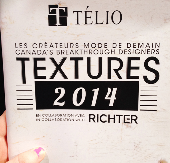 Attended the Telio's Canada's Breakthrough Designers Fashion Show this past week, which I designed the program book for! My day job as graphic designer and merchandising assistant for Telio is always fun and exciting this time of year! (Please ignore my badly manicured nails).