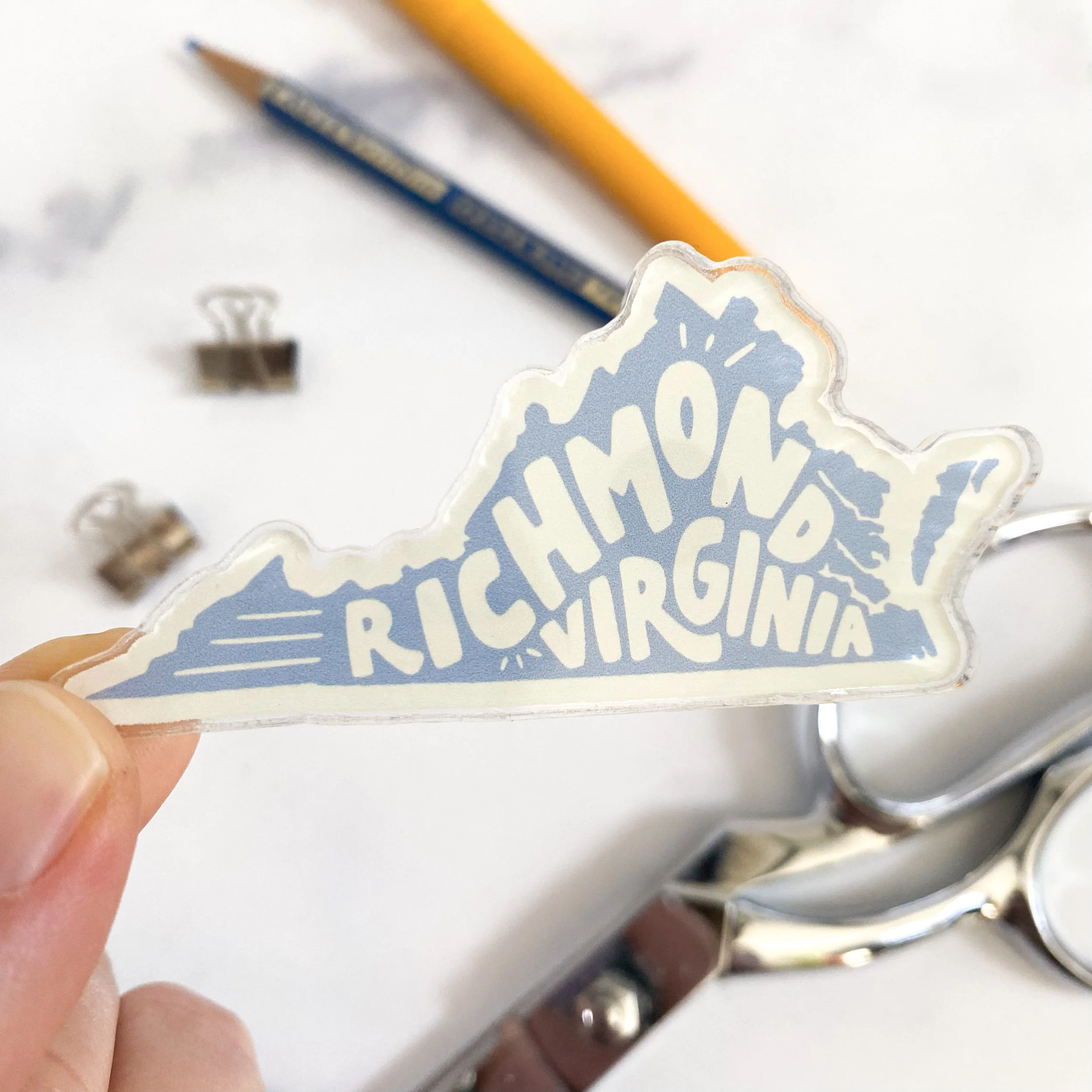 Acrylic Magnet - Richmond, VA State in Blue