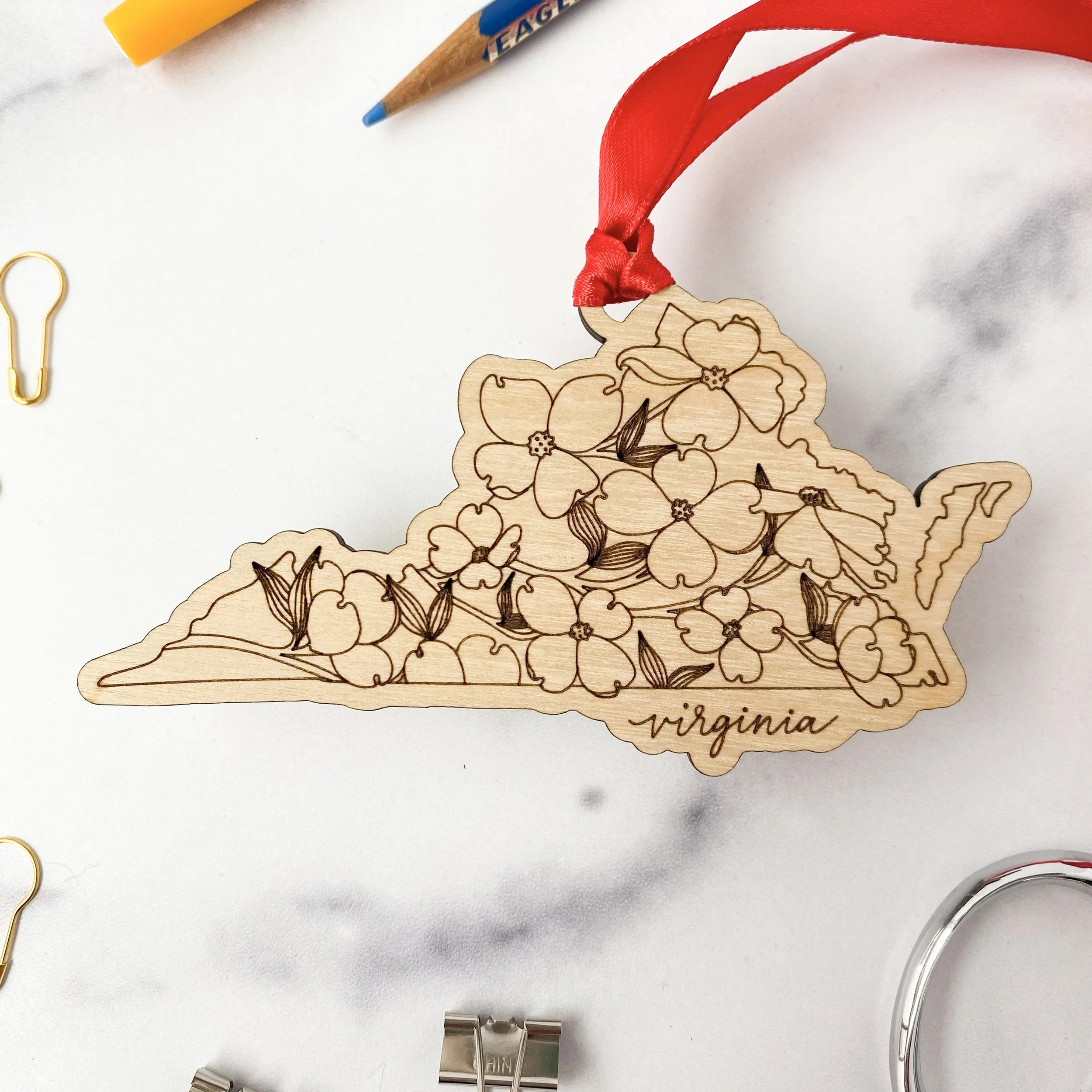 OR-VAD  |  Virginia Dogwoods Wood Ornament