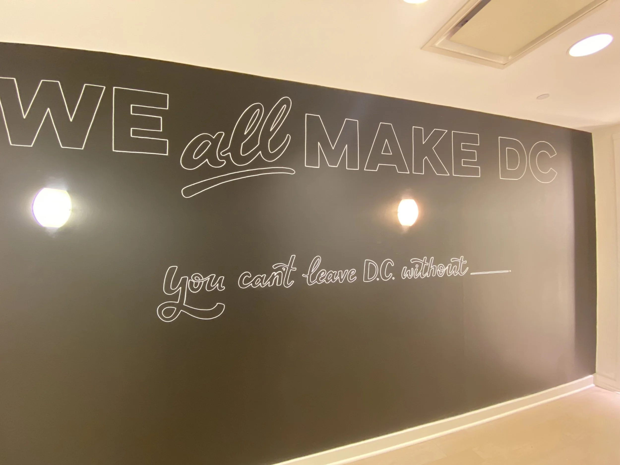 I hand lettered the title and prompt on this chalk wall - 