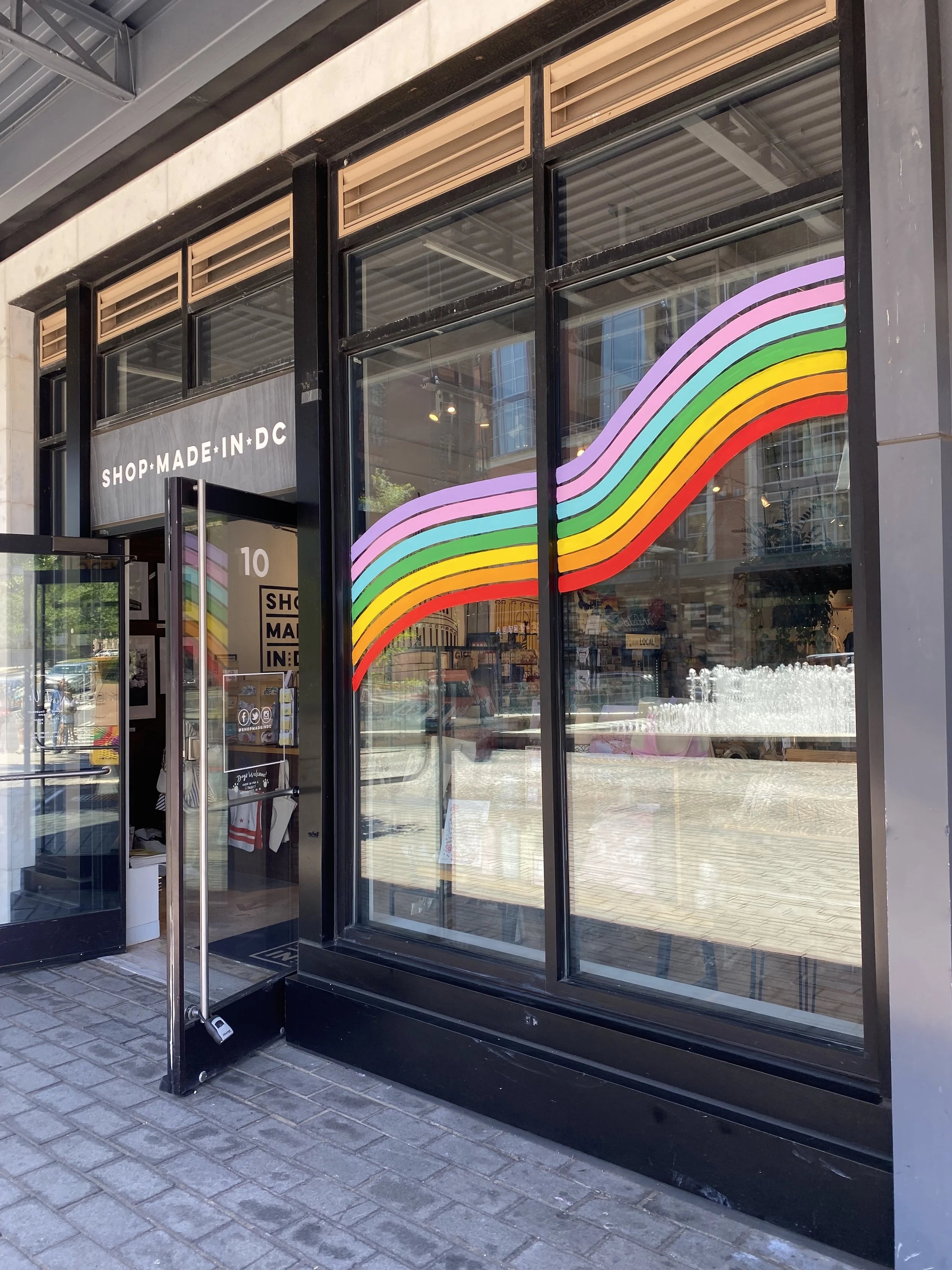 2026 Pride window painting for Shop Made in DC Wharf.