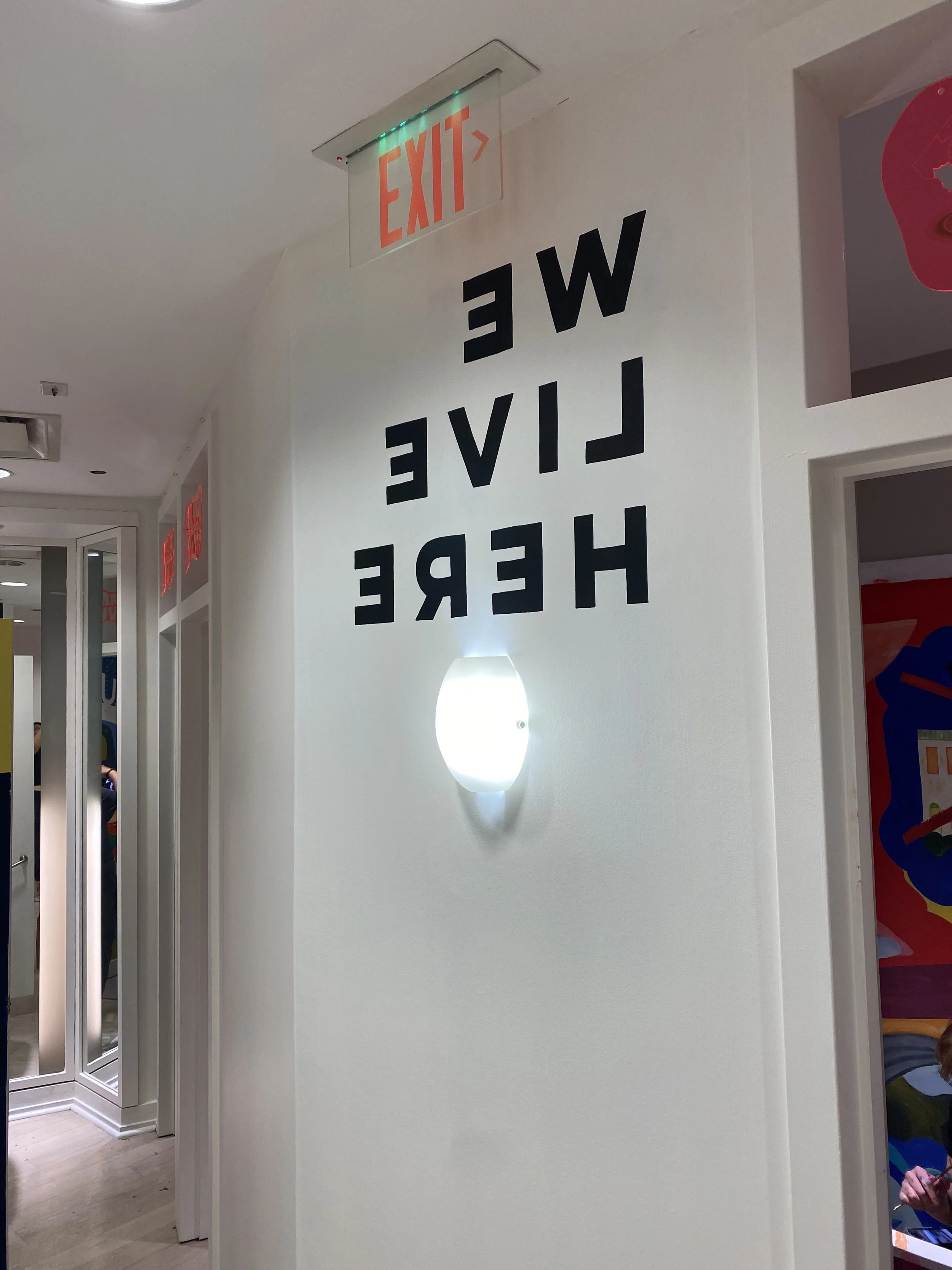 Backwards hallway lettering - 