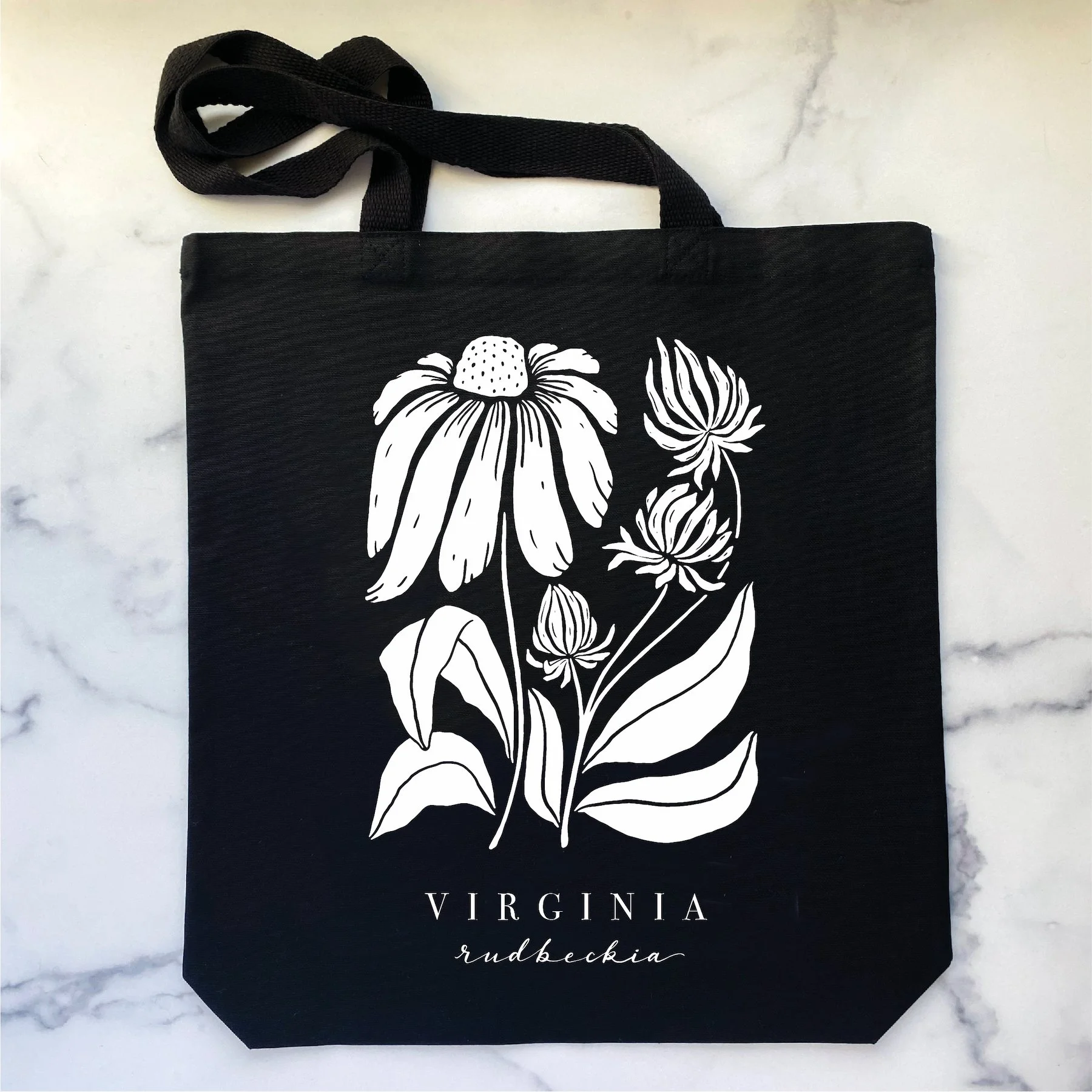 Tote Bag - Virginia Rudbeckia Flowers (Black Book Bag)
