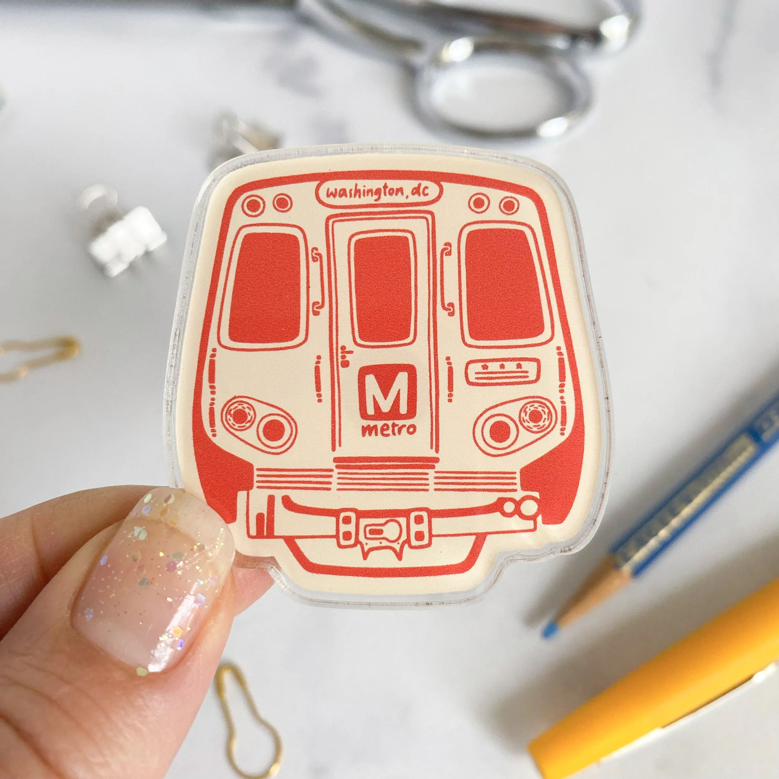 AM-METRO | DC Metro Acrylic Magnet in Red