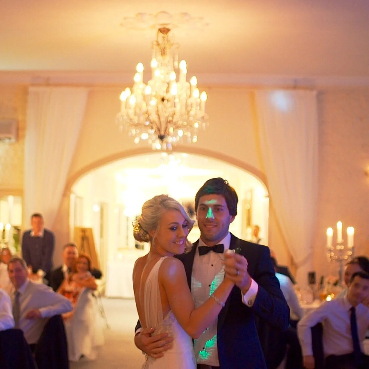 Happy young couple dancing on their wedding day