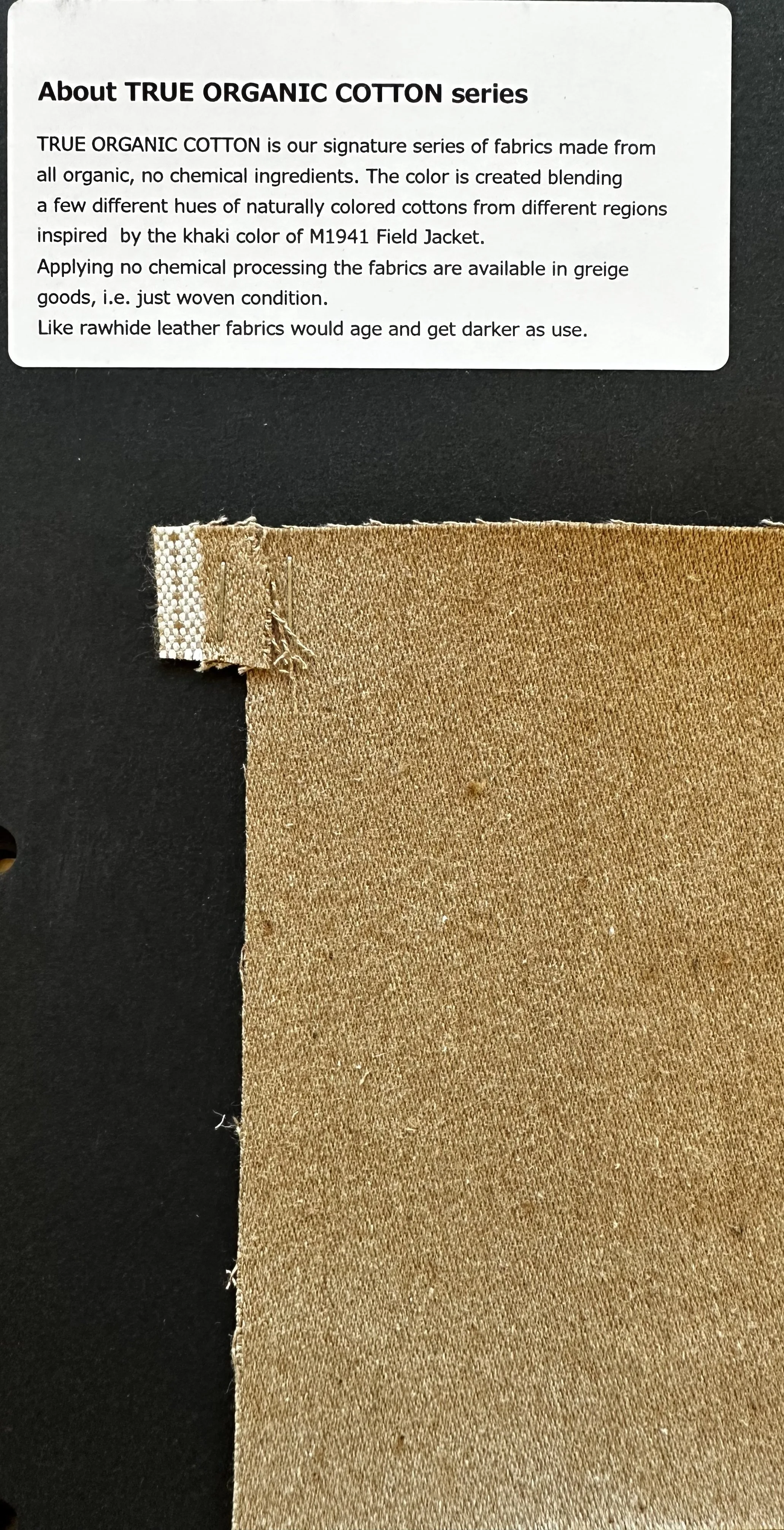 "True Organic Cotton Selvedge Satin" spun and woven in Japan sold by the half yard