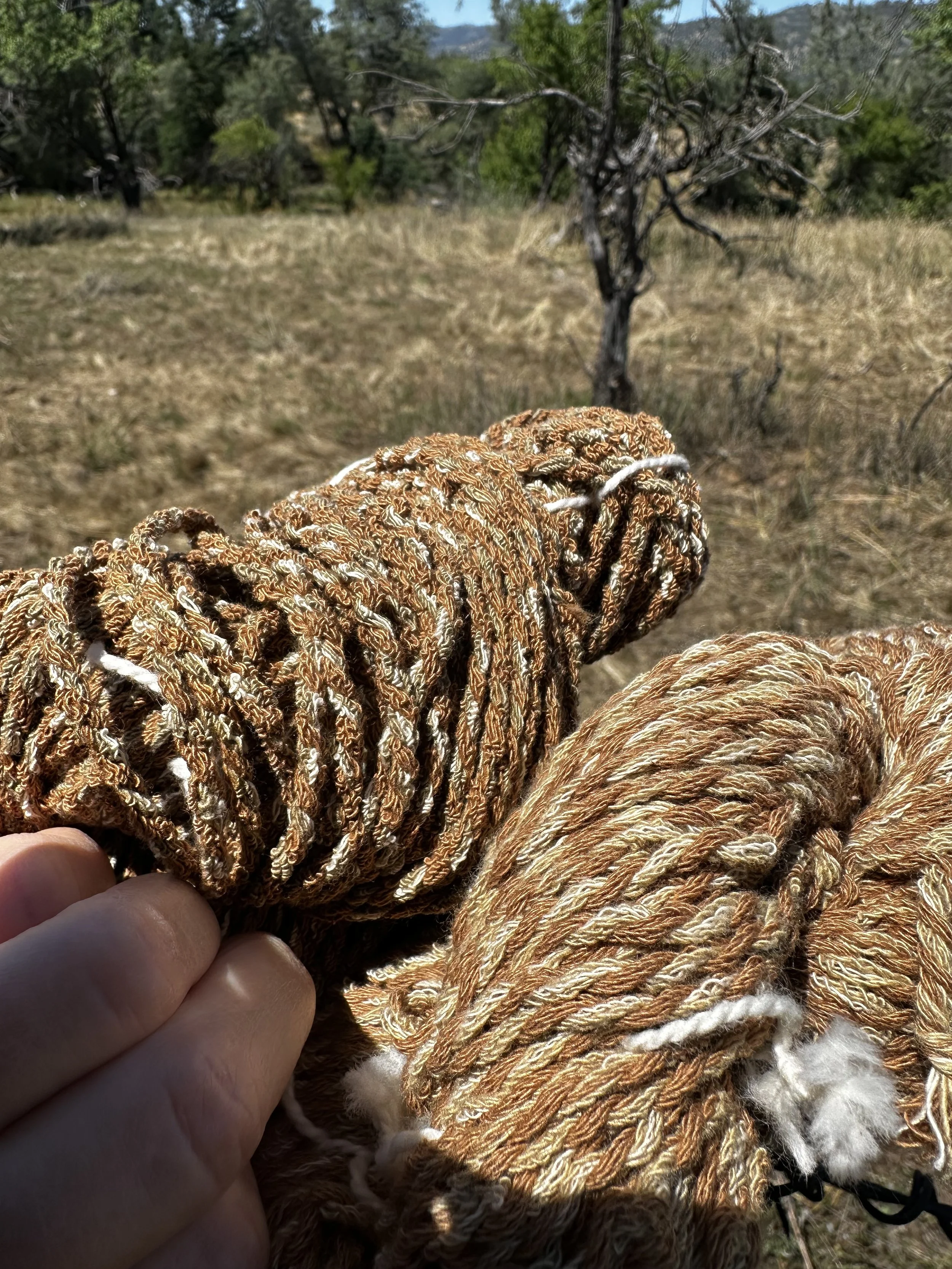 bulky raw Foxfibre®Colorganic®  yarn in skeins: 3.5 oz or  7-8 oz skeins